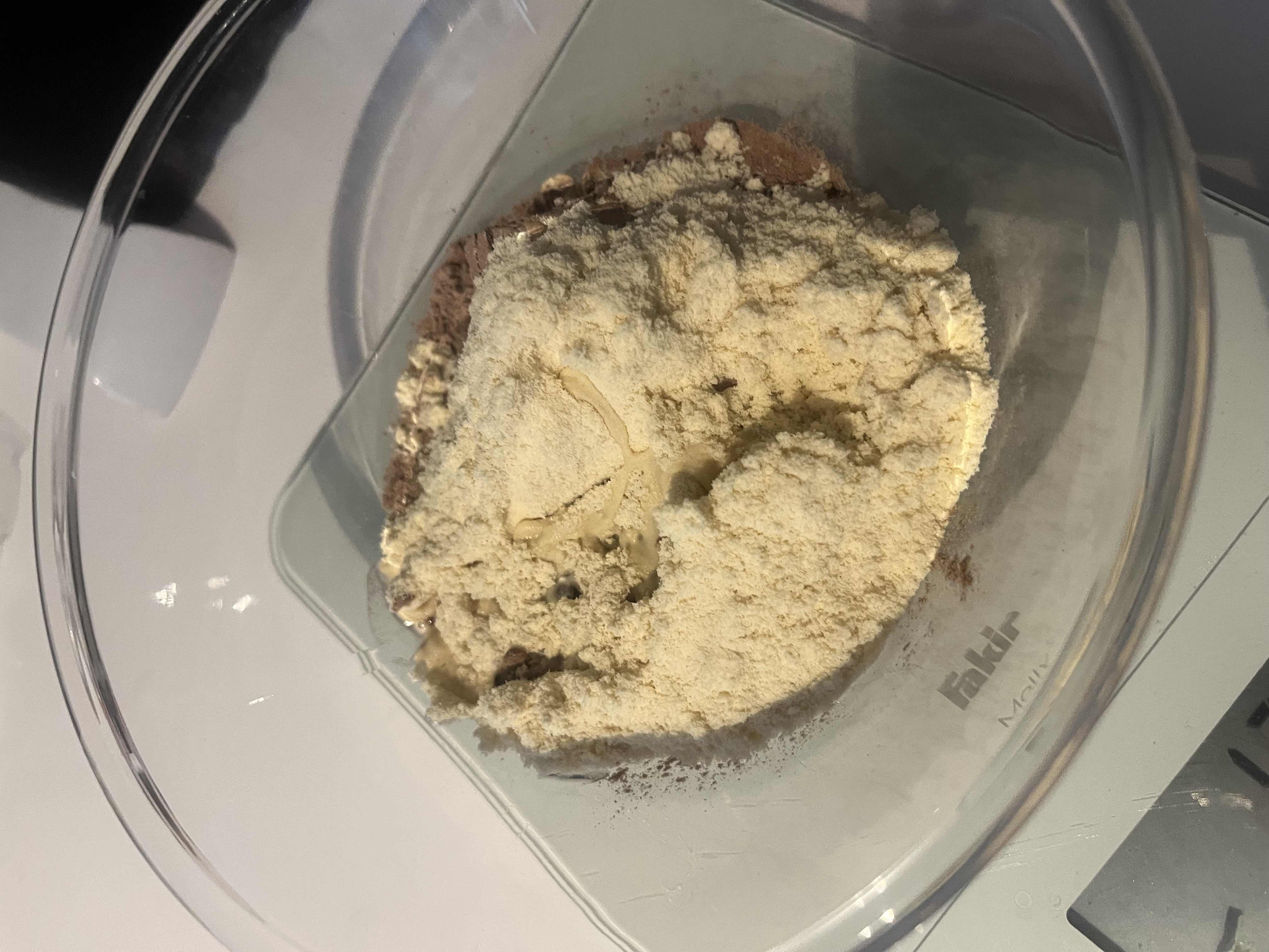 A mixture of protein powder, cocoa powder, and almond flour, commonly used for high-protein recipes.