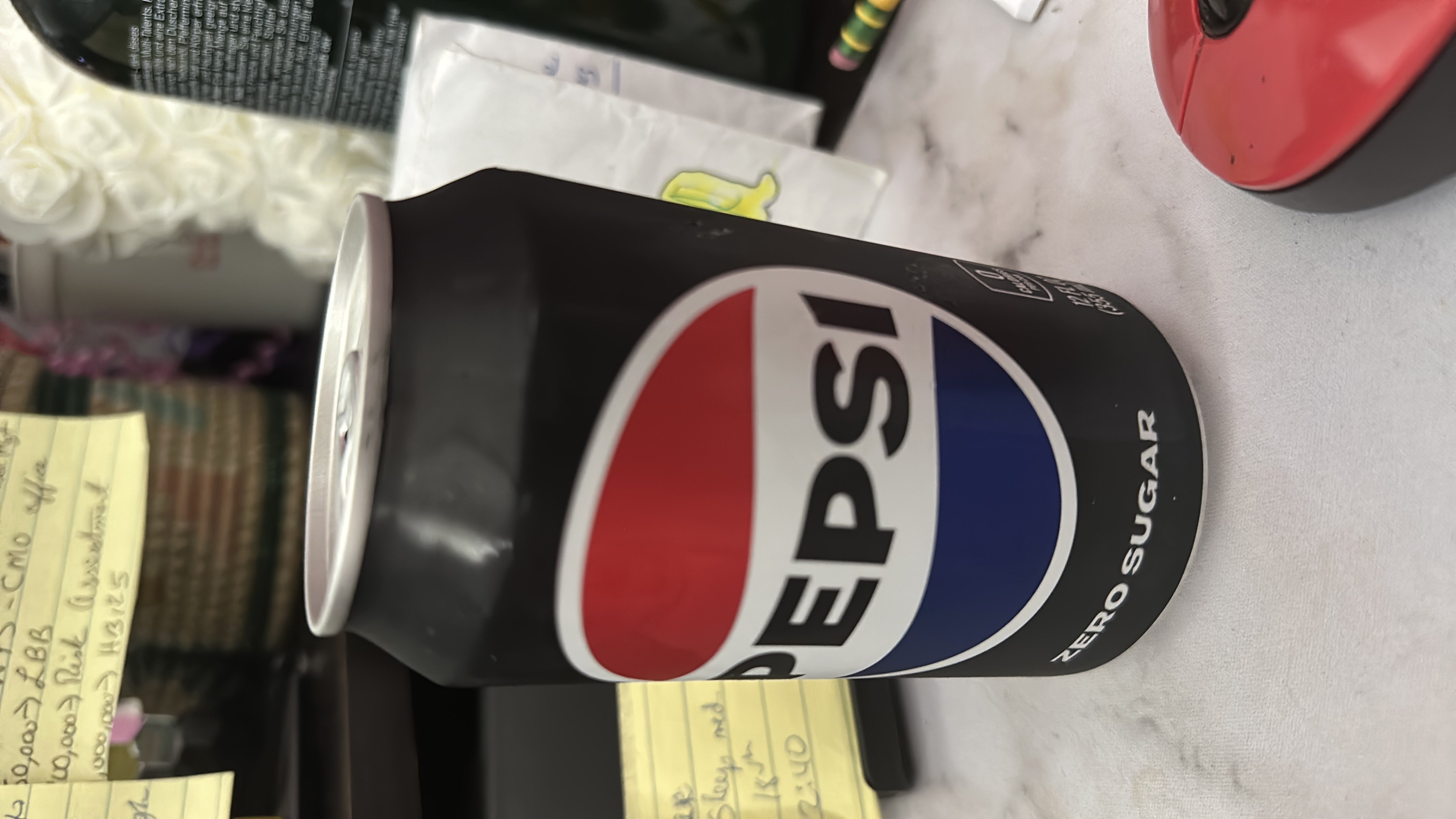Pepsi Zero Sugar is a zero-calorie soft drink with no protein, carbs, or fats, making it a low-calorie beverage option.