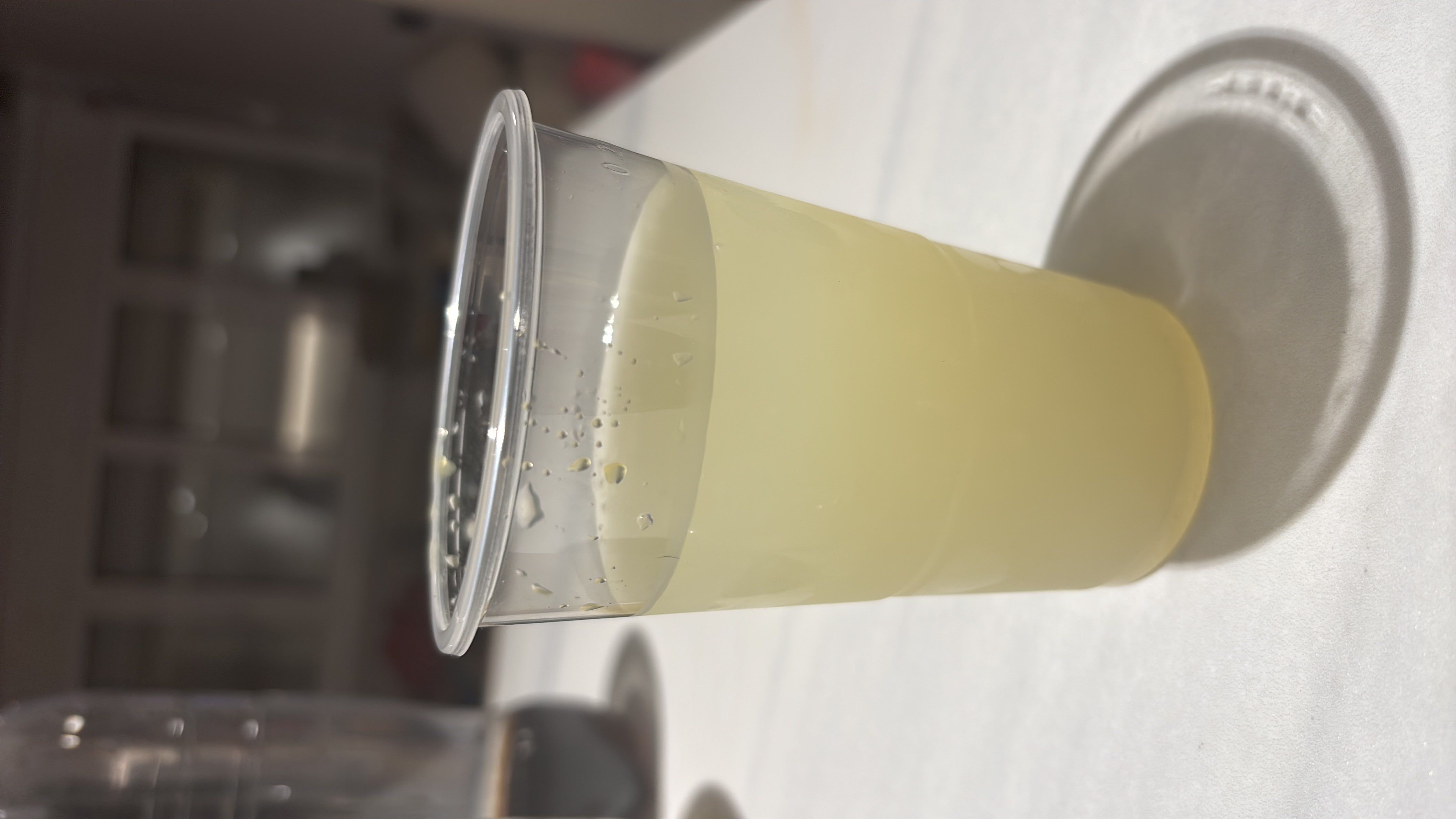 A refreshing lemon-flavored beverage with moderate calorie content.