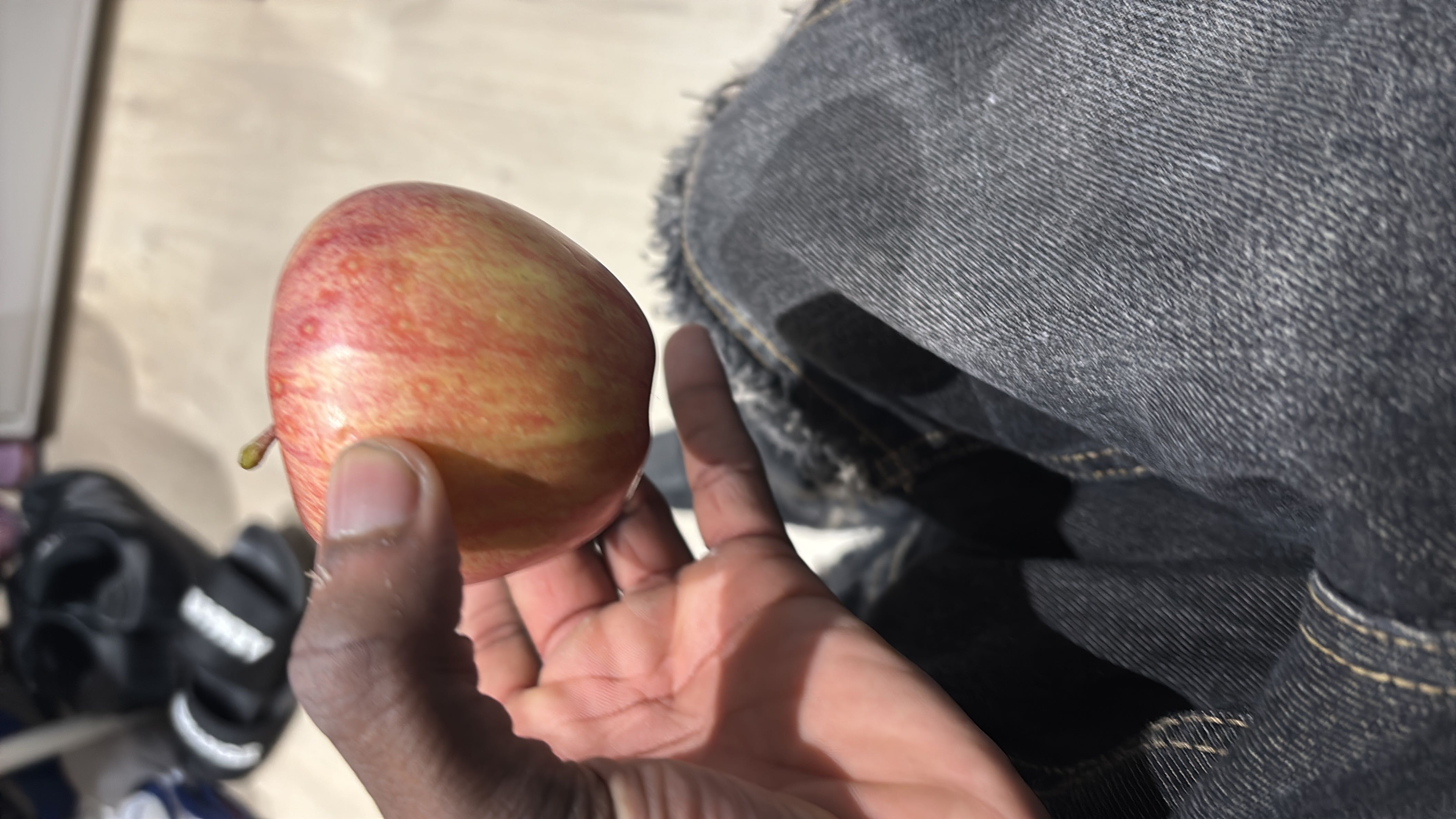 The image shows an apple, which is a nutritious fruit low in calories and fats, and high in carbohydrates.