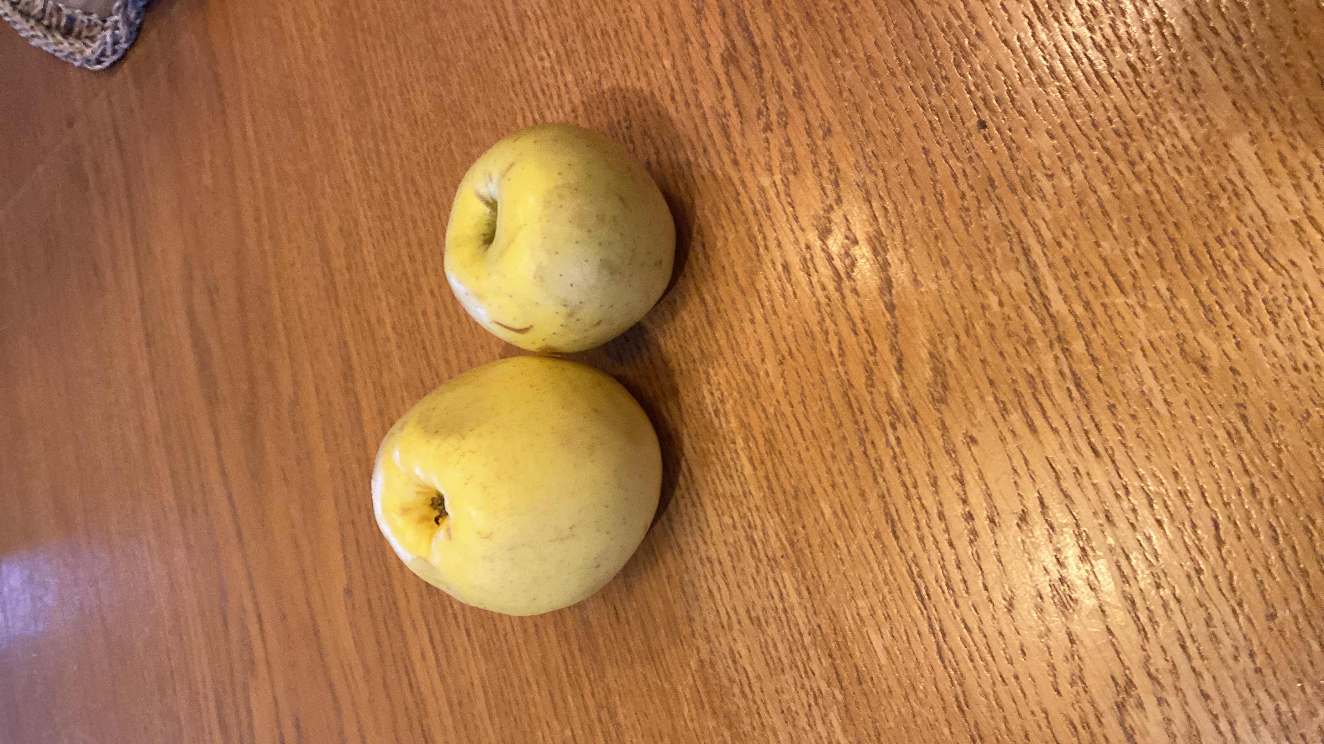 The image shows two apples, which are nutritious fruits rich in carbohydrates and low in fats and protein.