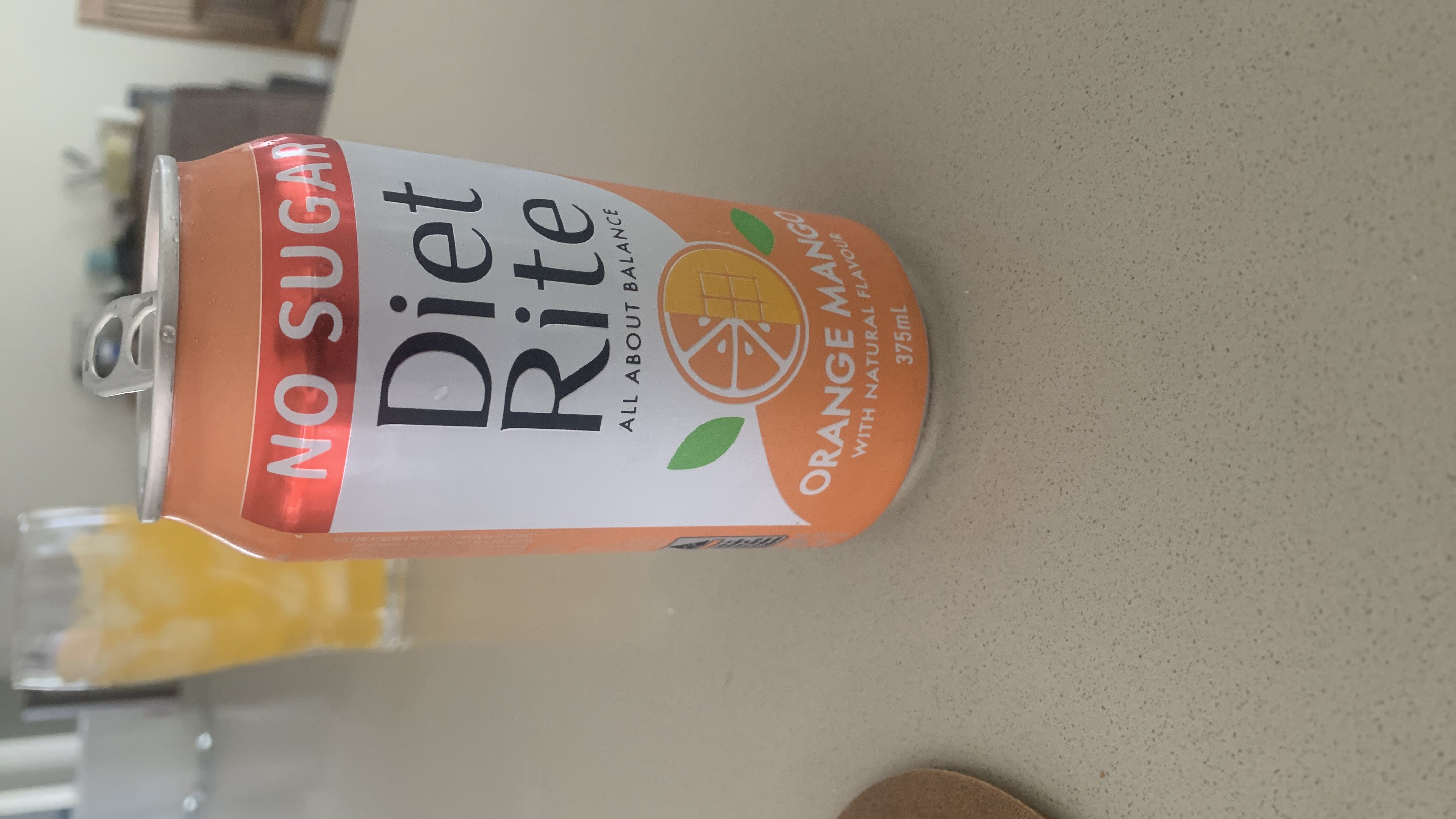 A no-sugar, low-calorie orange mango flavored beverage with natural flavors.