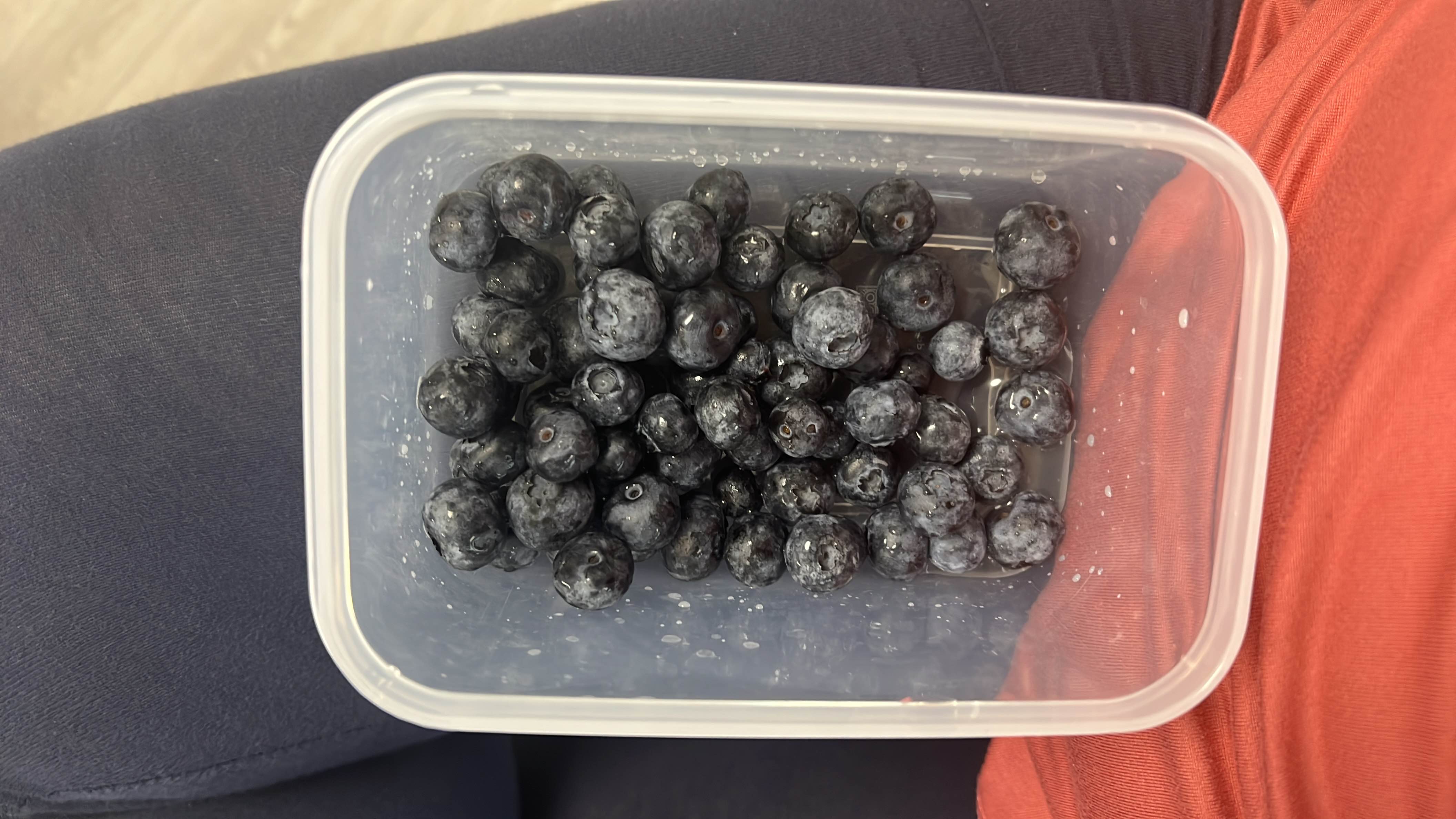 A container of fresh blueberries, a low-calorie fruit rich in antioxidants and nutrients.