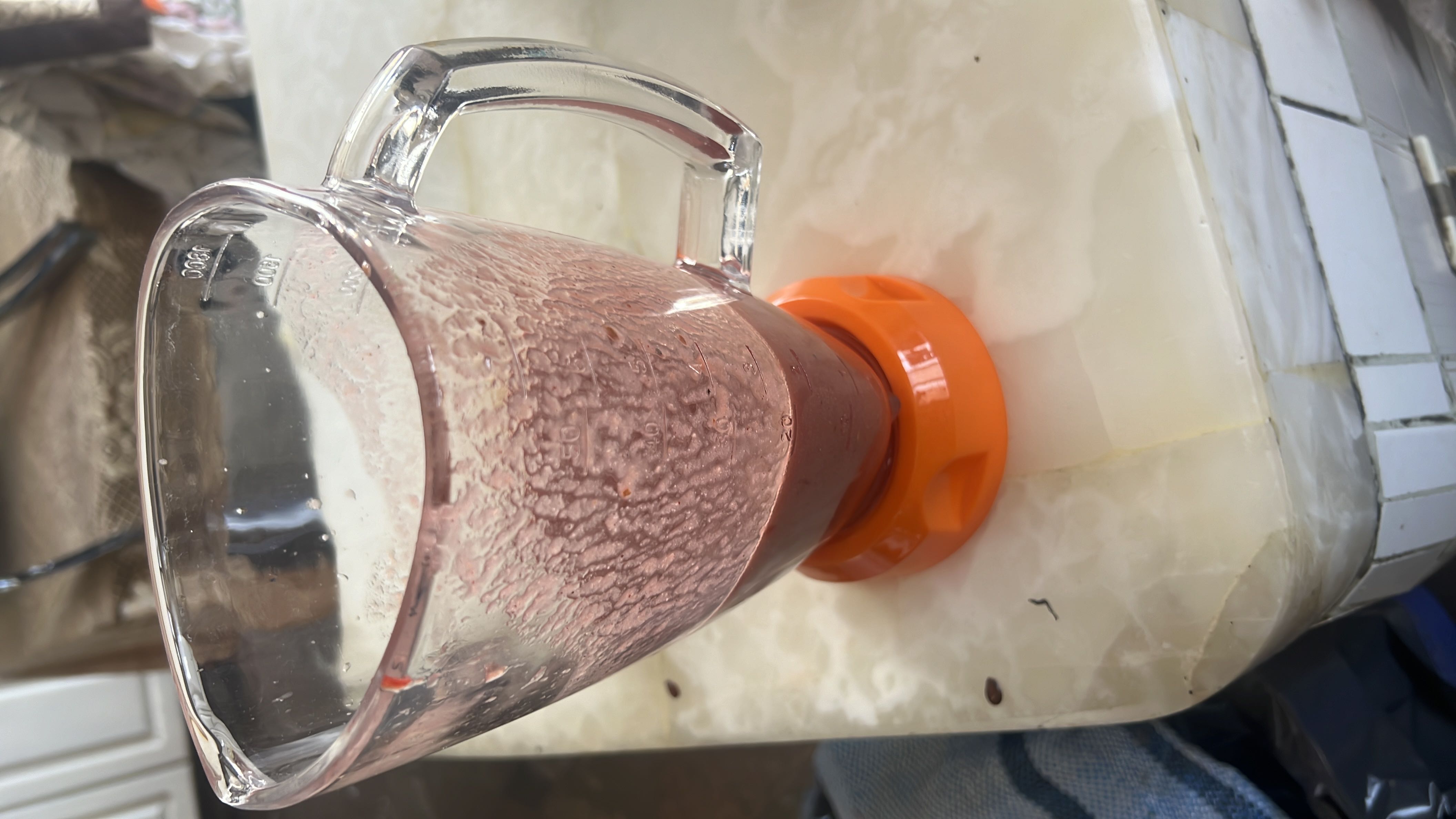 A refreshing juice made with papaya, watermelon, and a scoop of collagen, offering a nutrient-dense beverage.