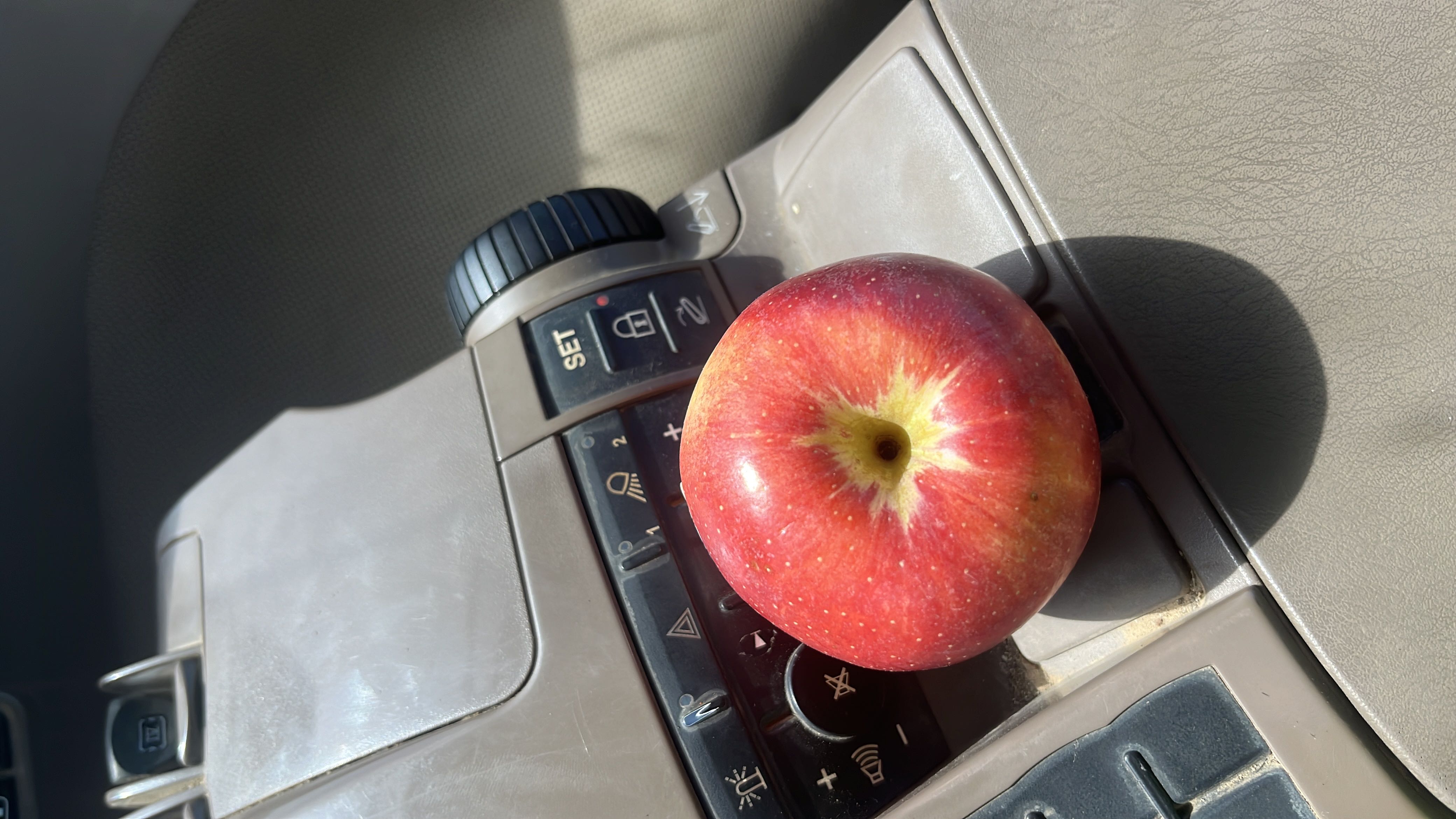 The image shows a fresh apple, which is a nutritious fruit rich in carbohydrates and low in fats and protein.