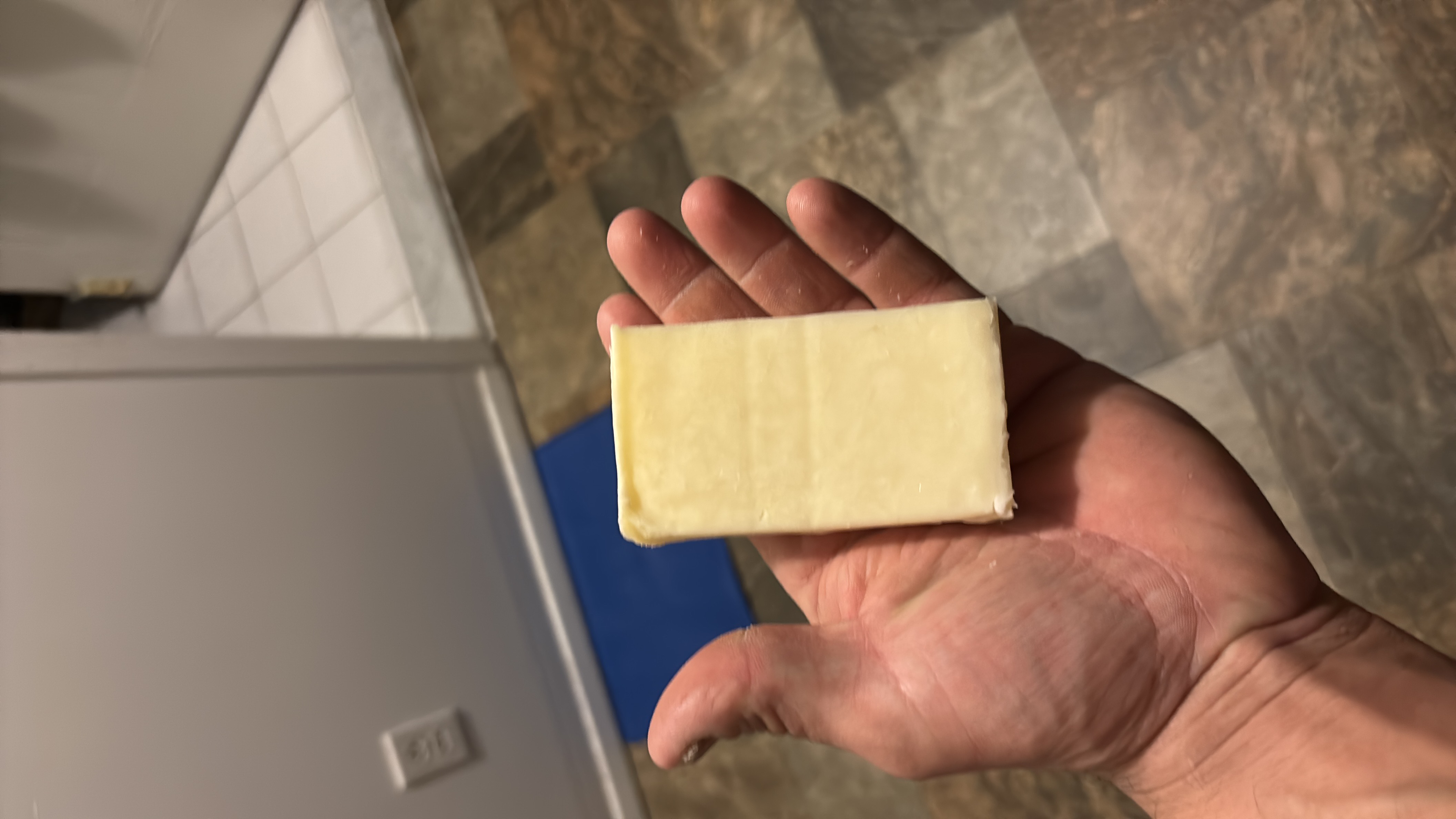 A block of mozzarella cheese, rich in protein and fats with minimal carbohydrates.