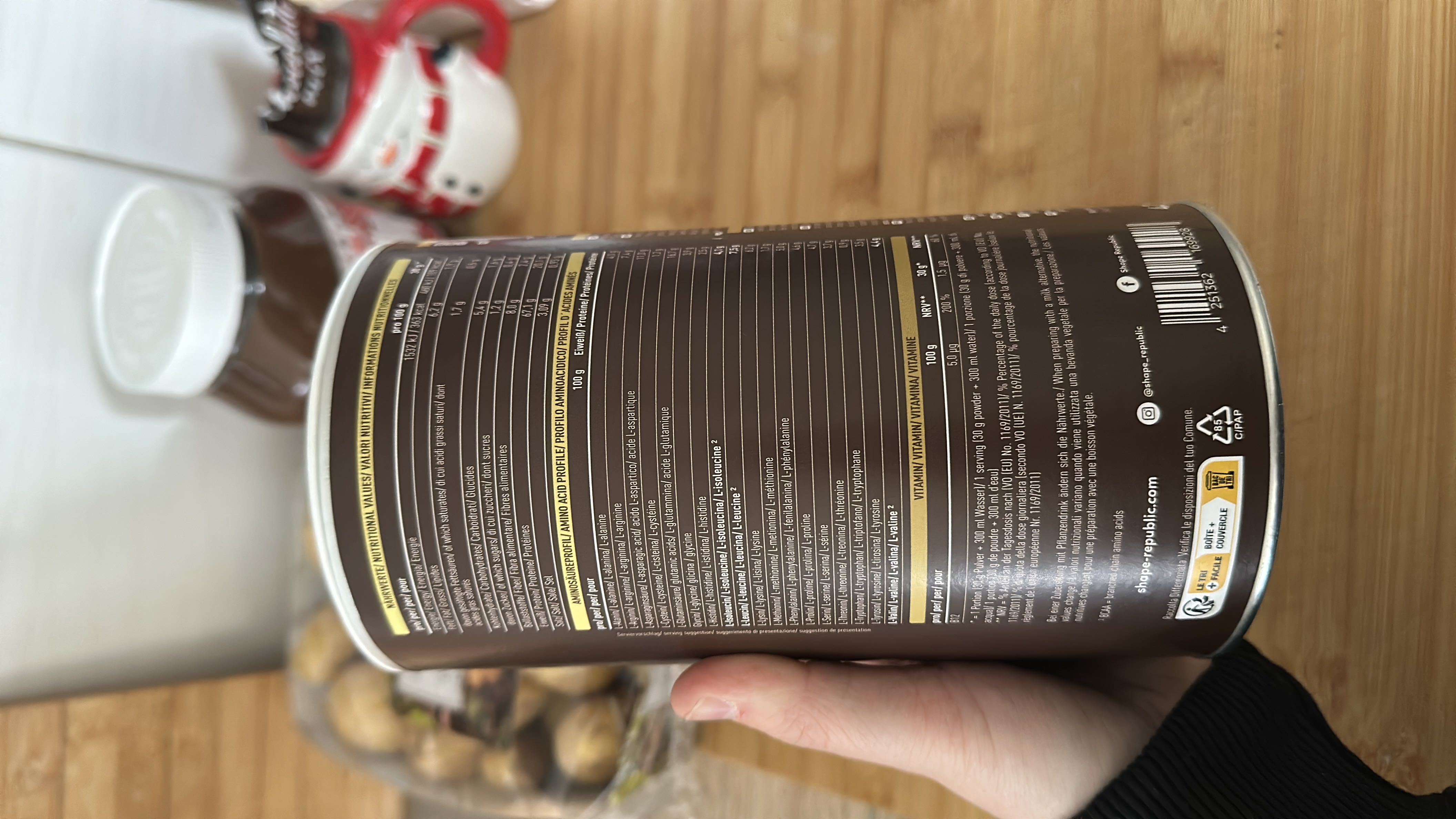 This product is a high-protein powder with moderate carbohydrates and low fats, designed for health-conscious individuals.