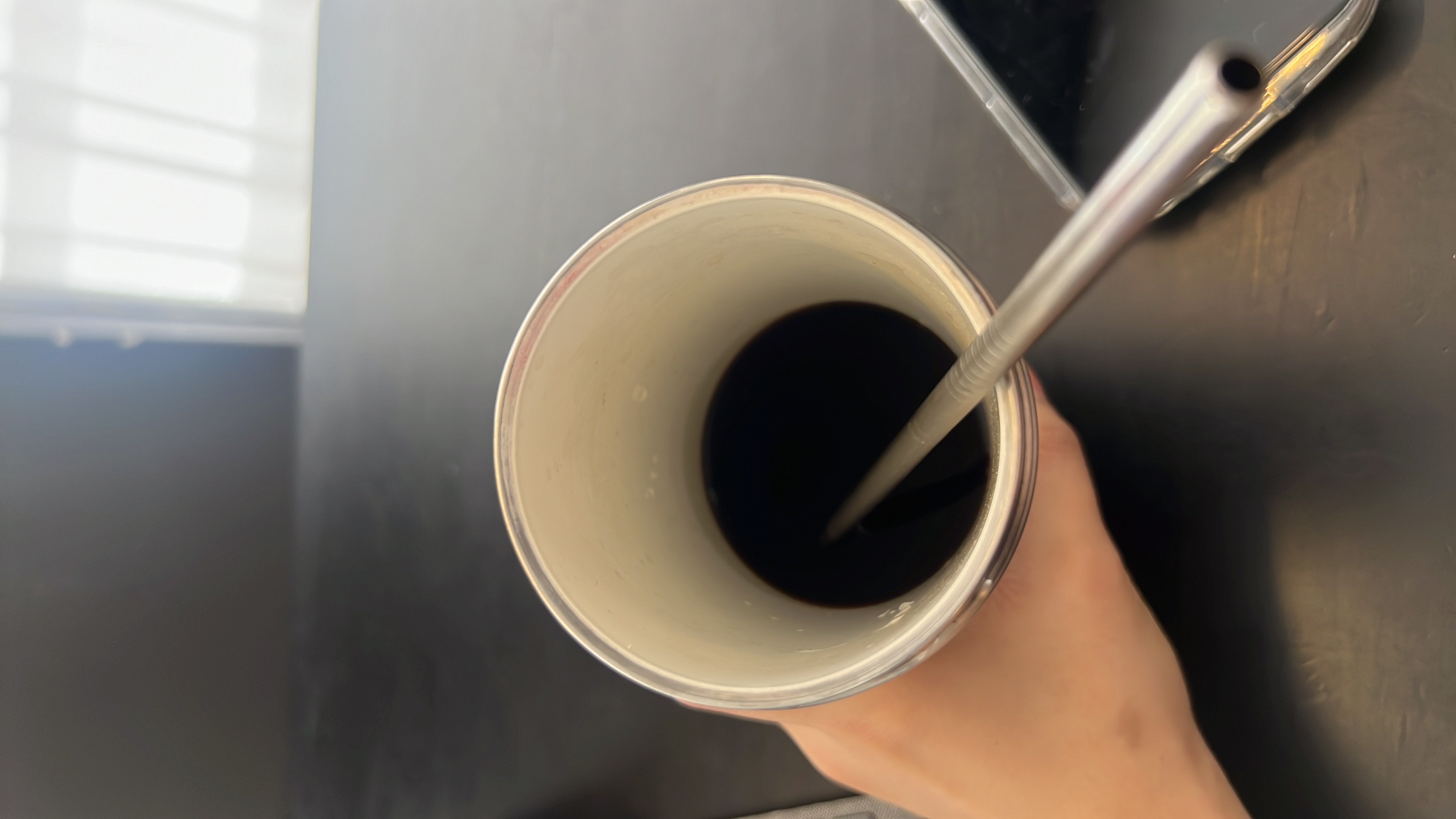 A cup of black coffee with minimal calories, no fats, and very low carbohydrates.