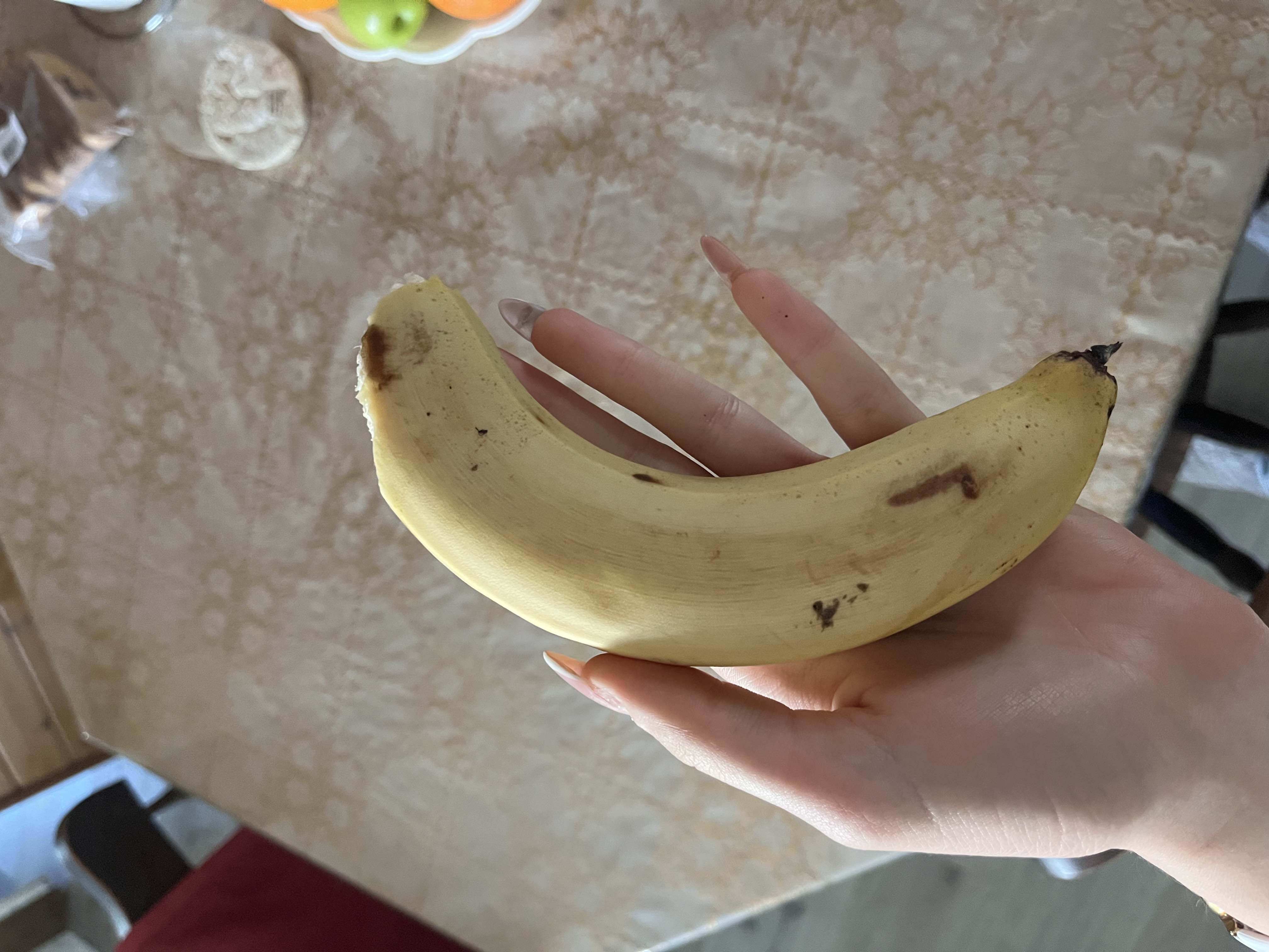 The image shows a banana, which is a nutritious fruit rich in carbohydrates and low in fats.