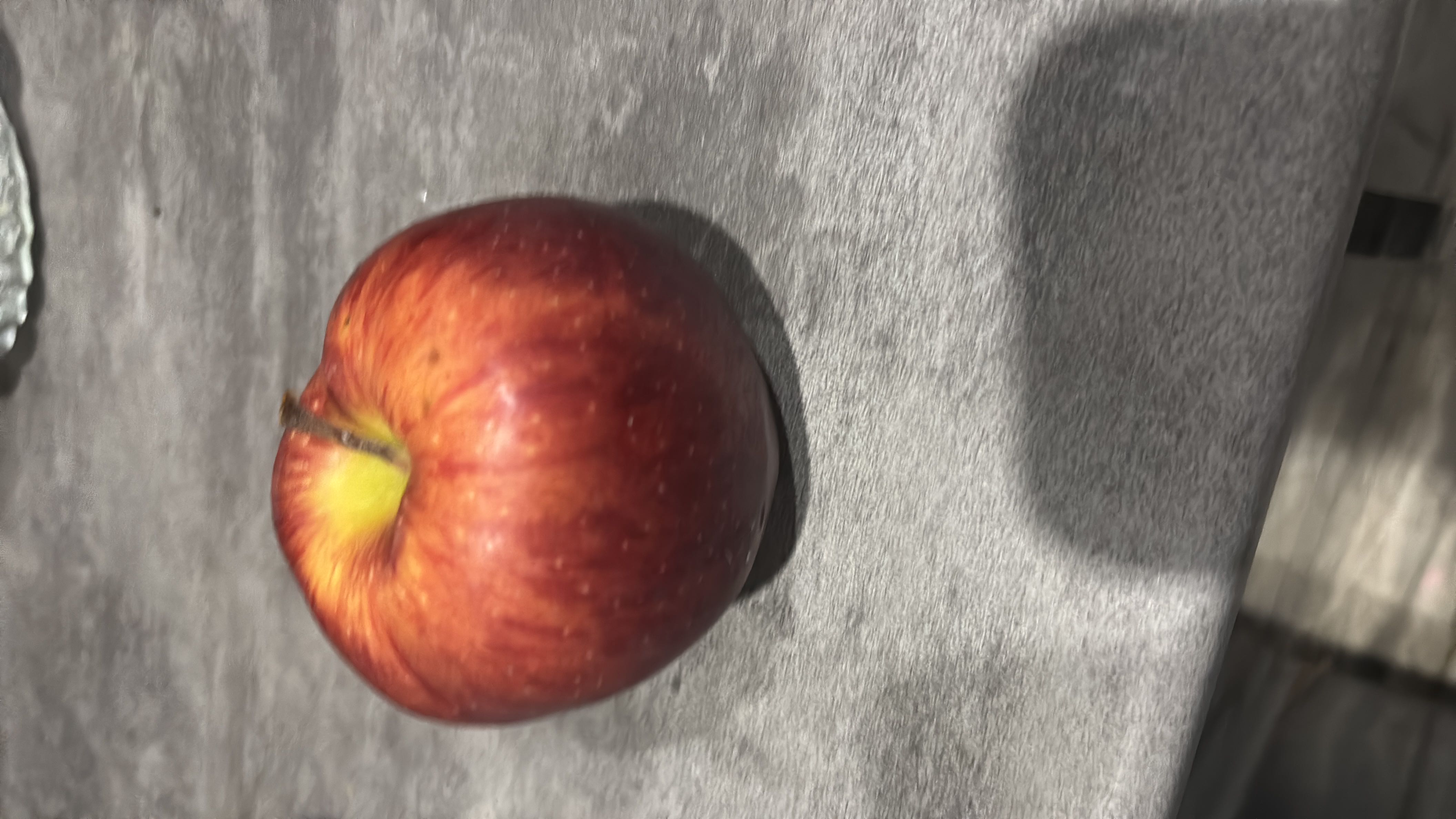 The image shows a fresh apple, which is a nutritious fruit rich in carbohydrates and low in fats and protein.