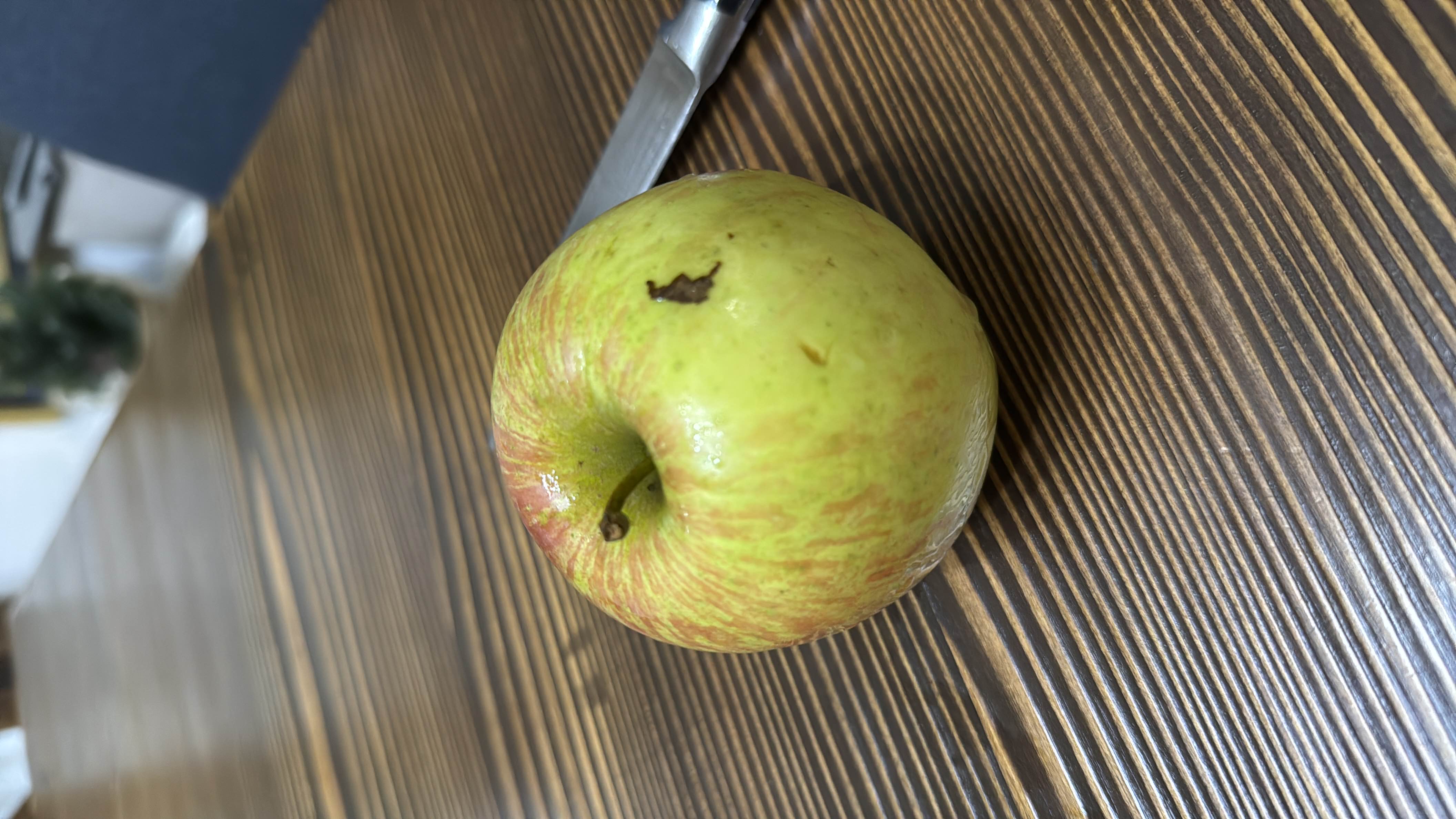 The image shows a fresh apple, which is a nutritious fruit rich in carbohydrates and low in fats and protein.