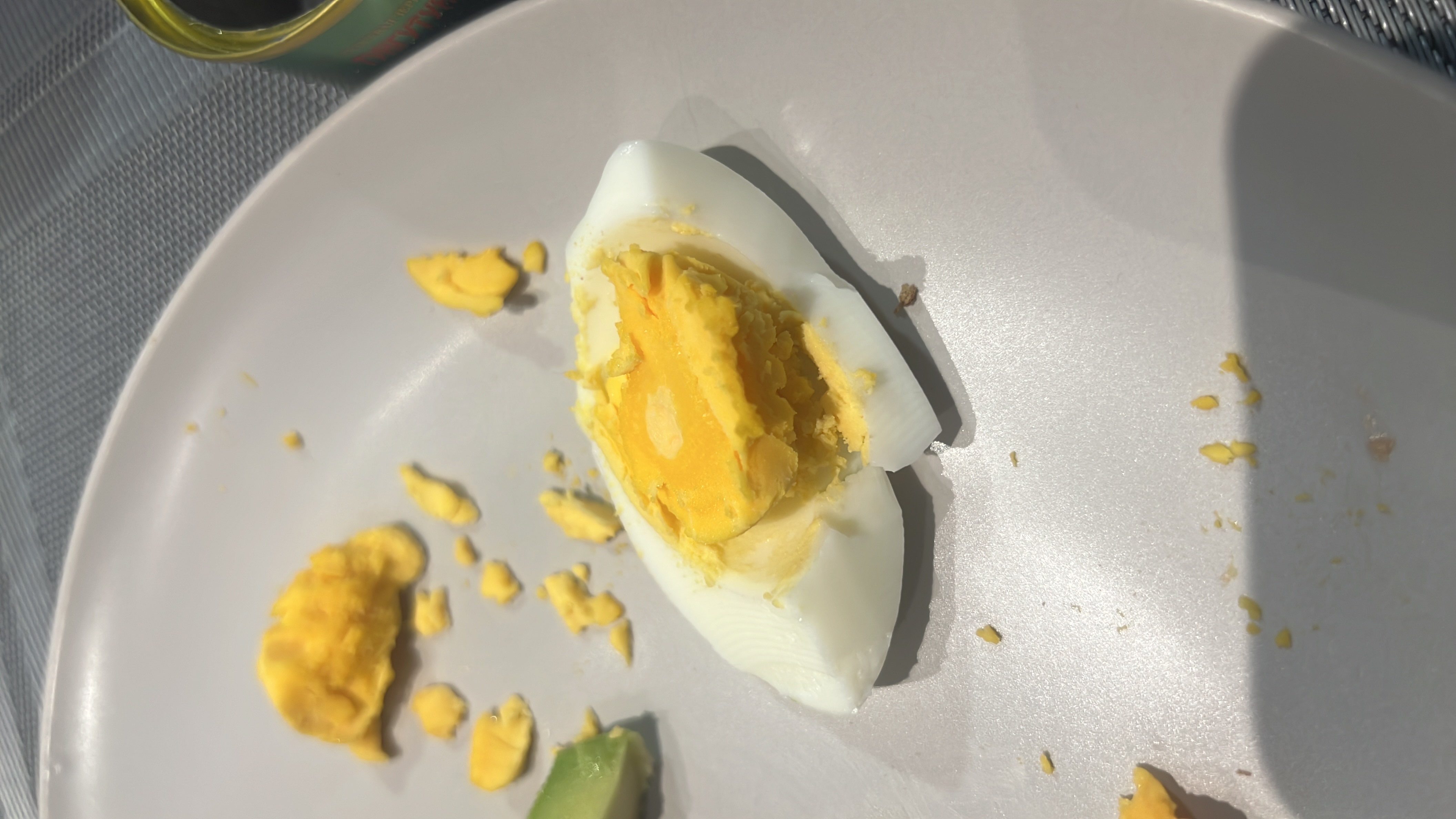 The image shows a boiled egg, which is a nutritious food high in protein and healthy fats.