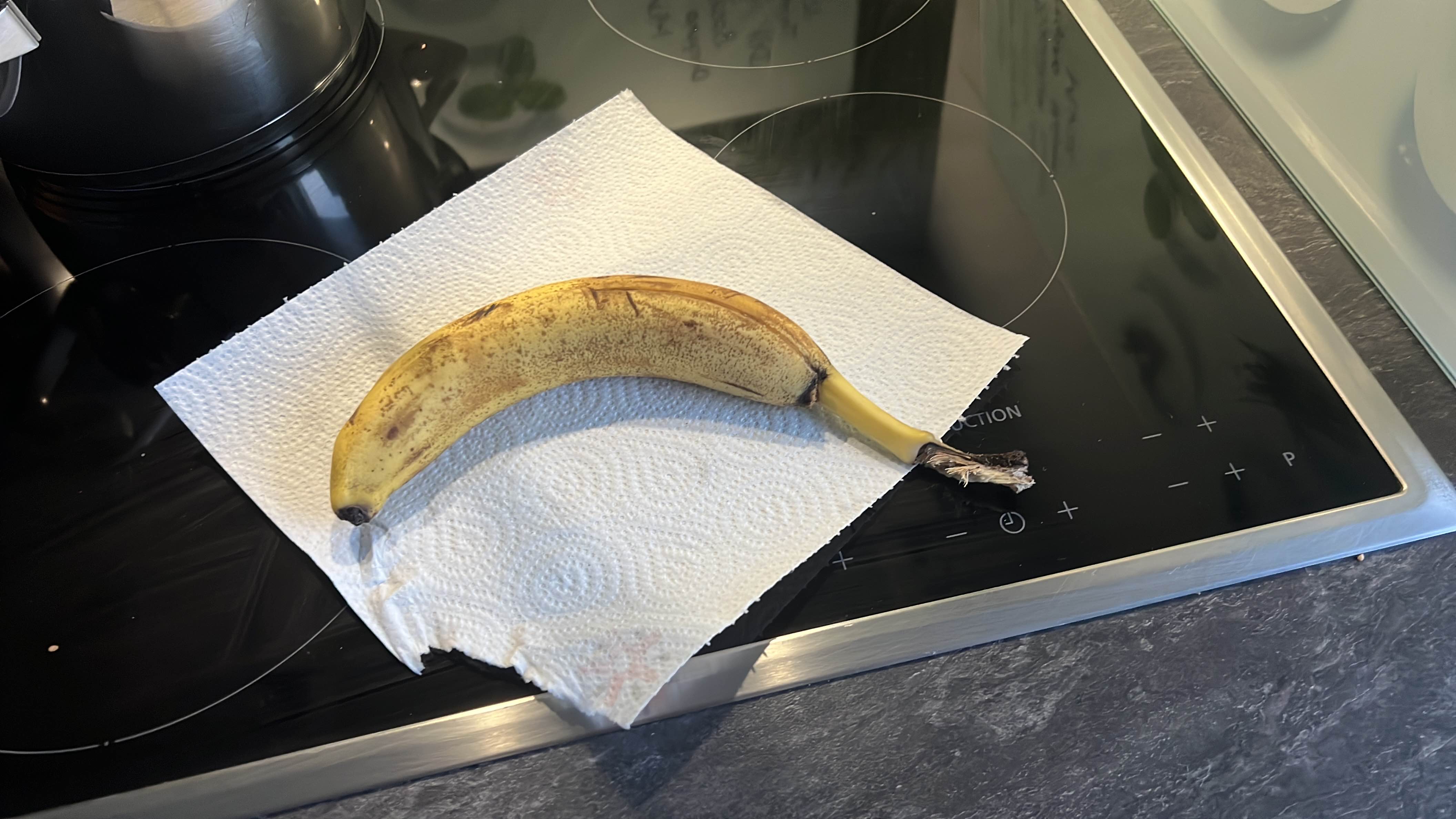 A ripe banana, which is a nutritious fruit rich in carbohydrates and low in fats, providing a good source of energy.