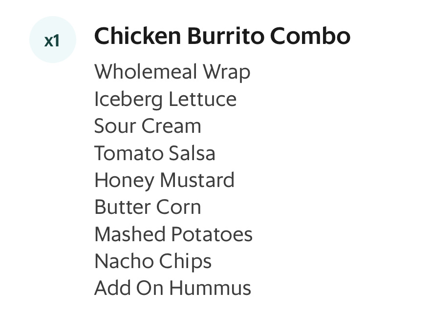 Chicken Burrito Combo