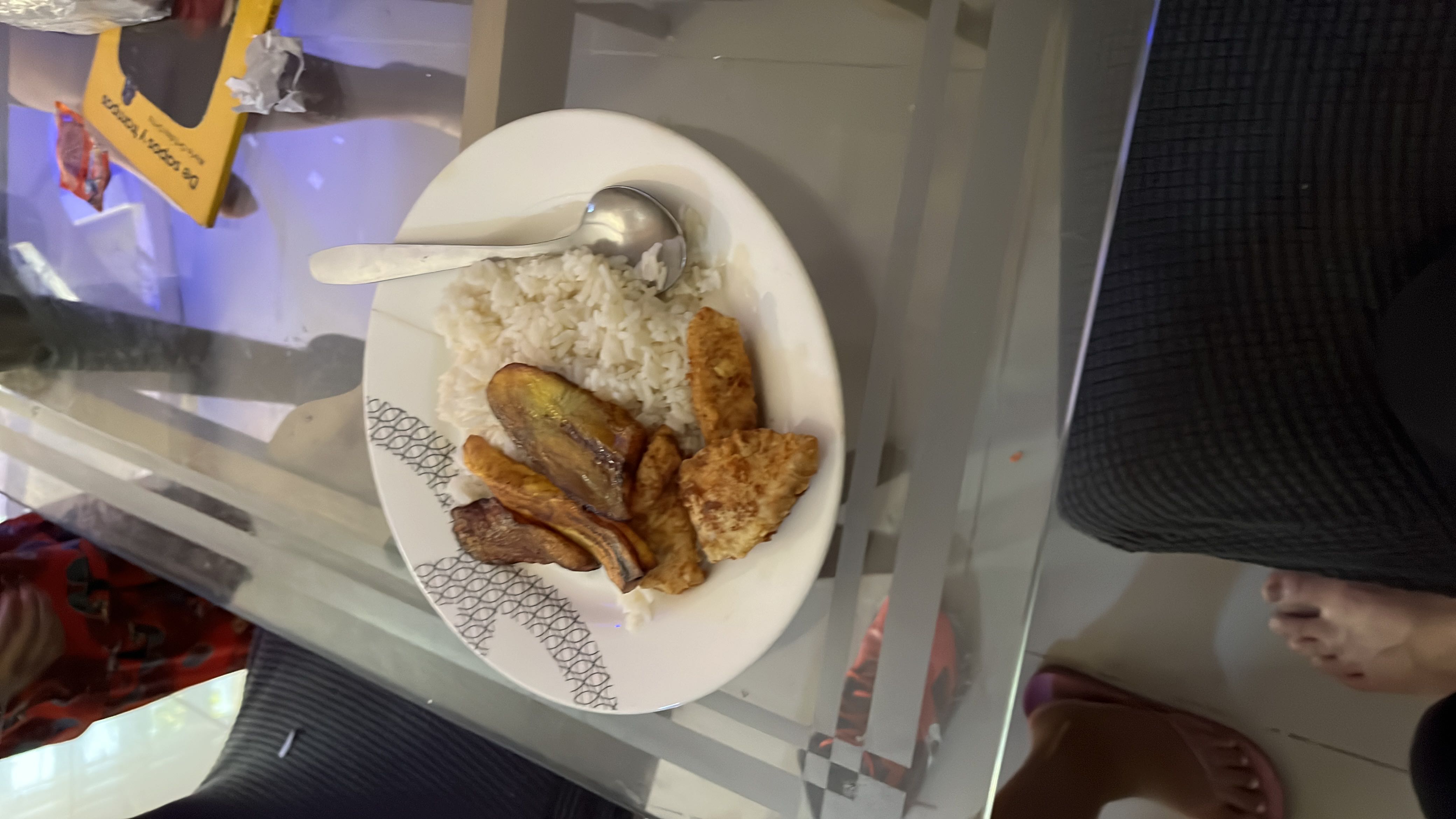 Arroz con plátano y pollo