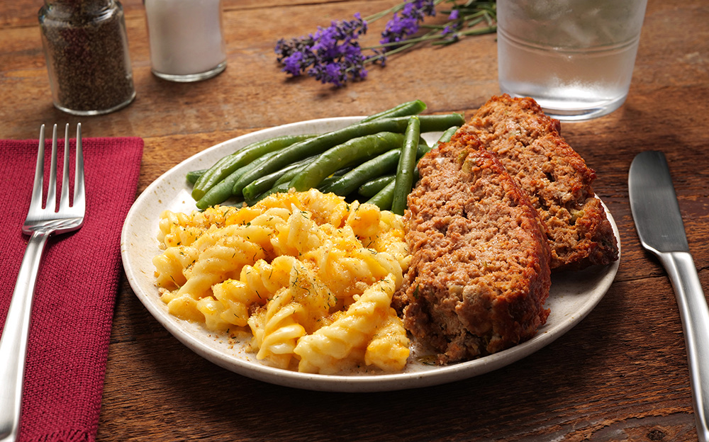 Meatloaf with Mac and Beans