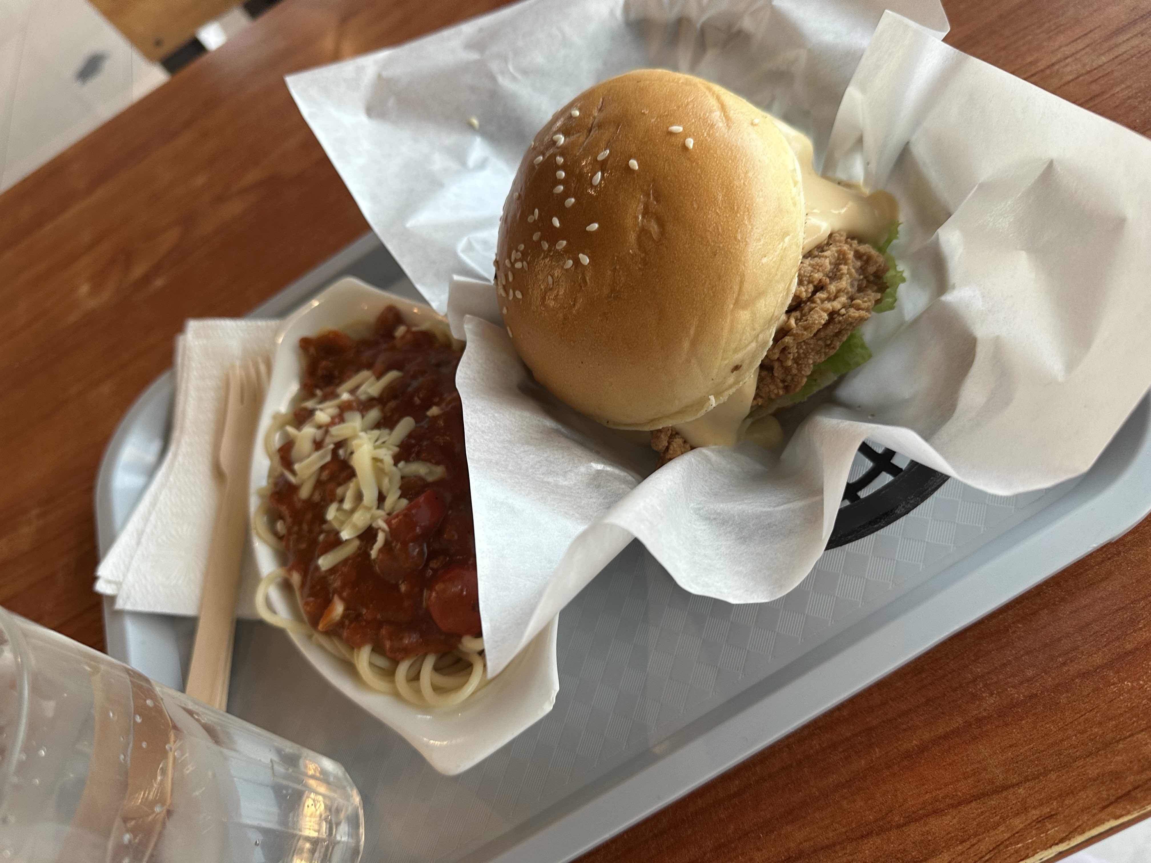 Burger and Spaghetti