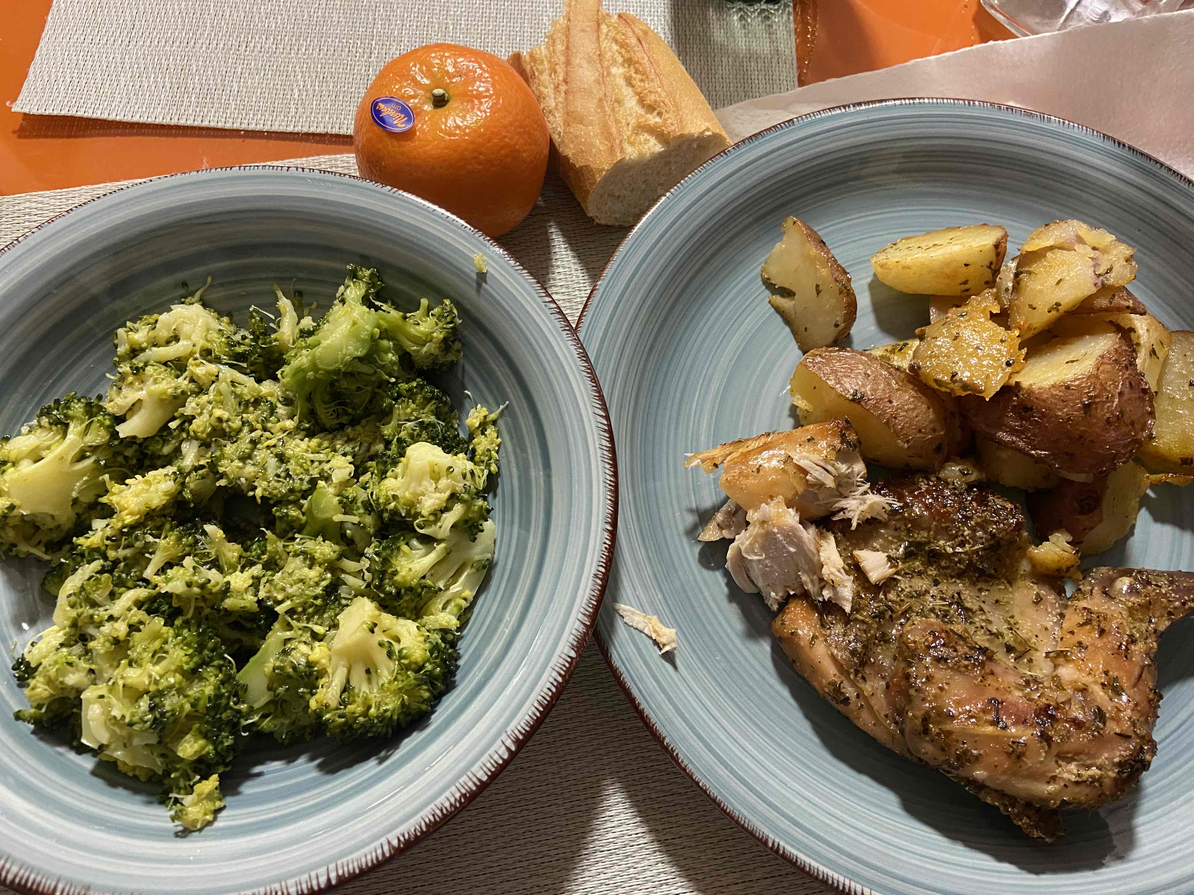 Pollo con papas y brócoli