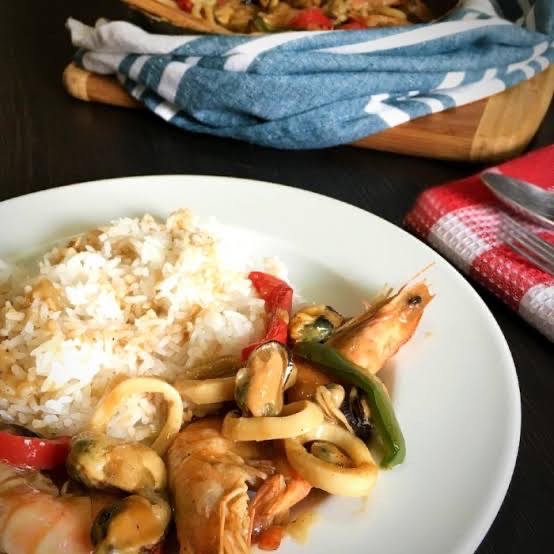Seafood Stir-fry with Rice
