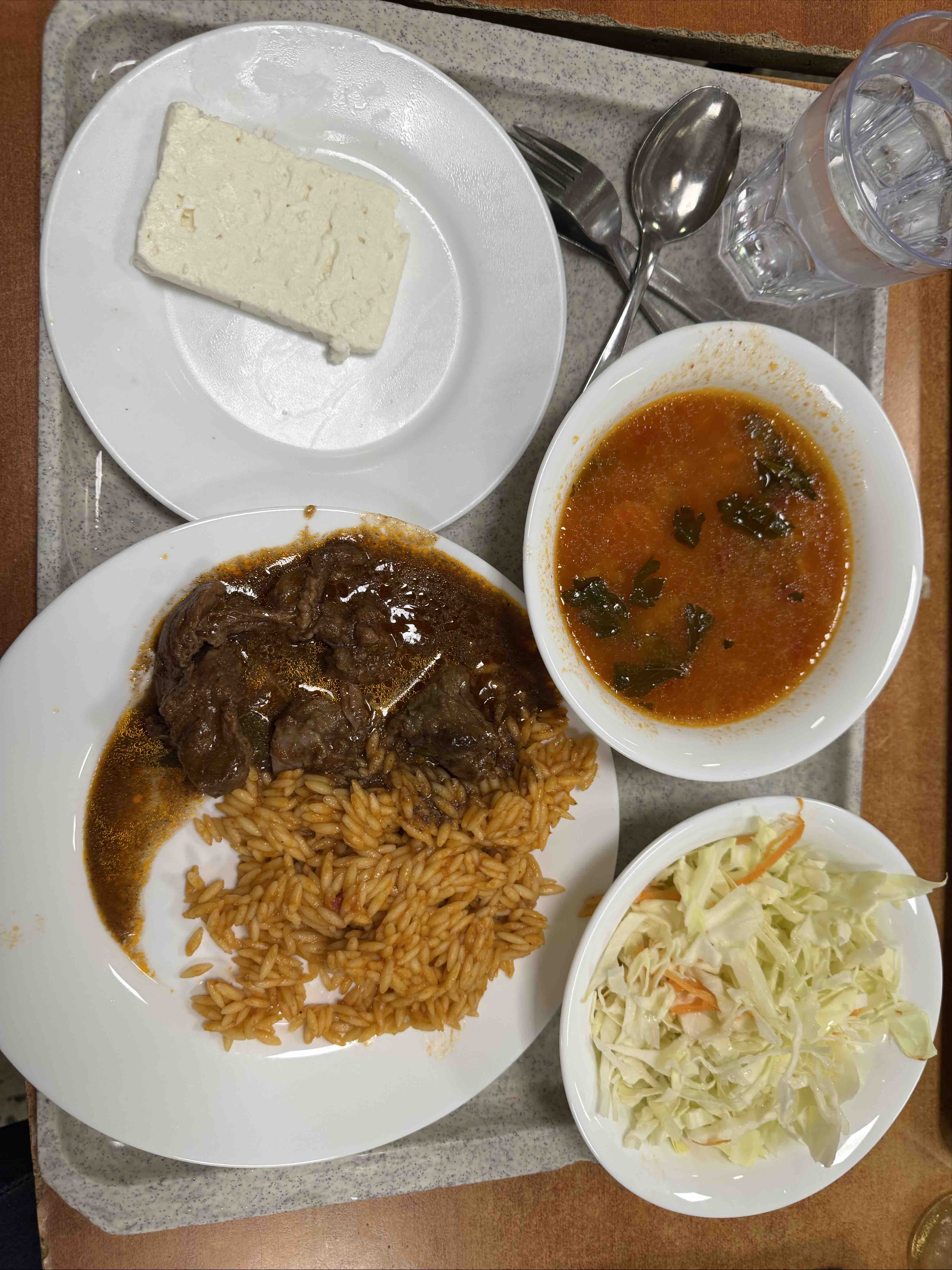 Rice with beef and salad