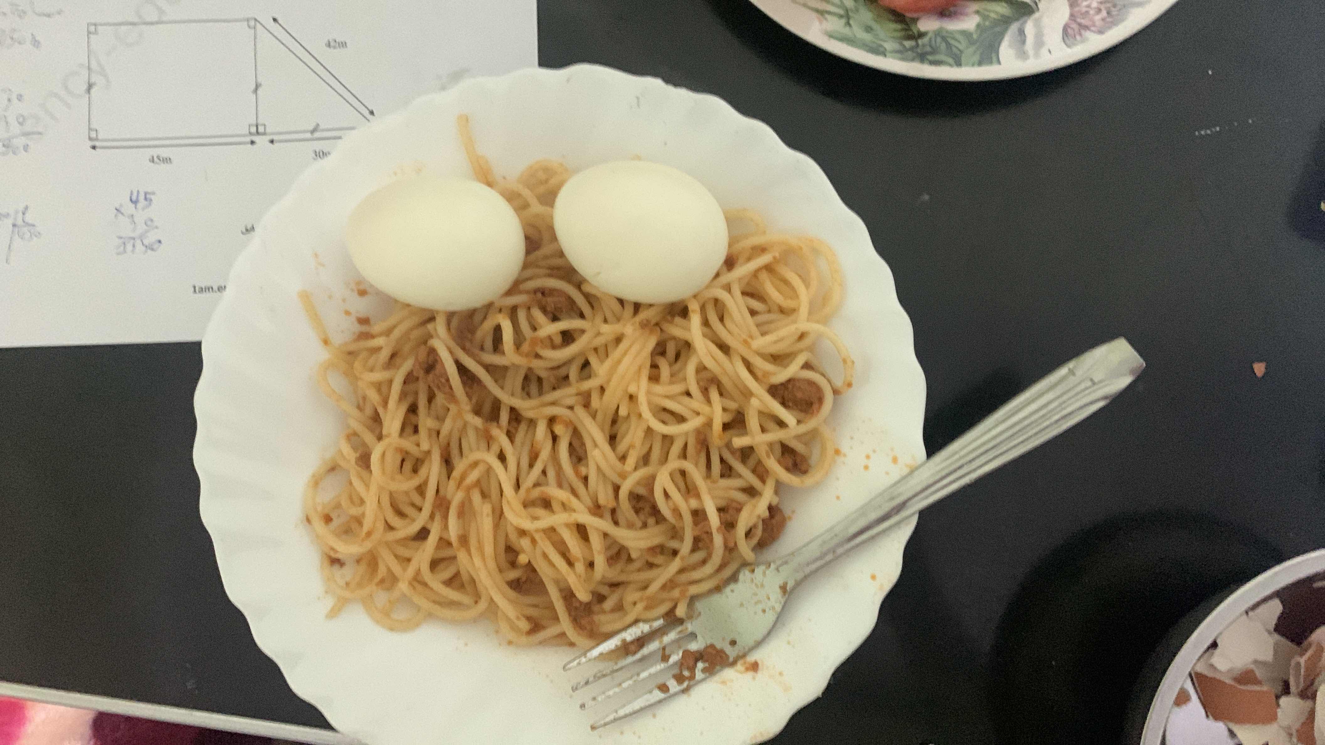 Spaghetti with Boiled Eggs