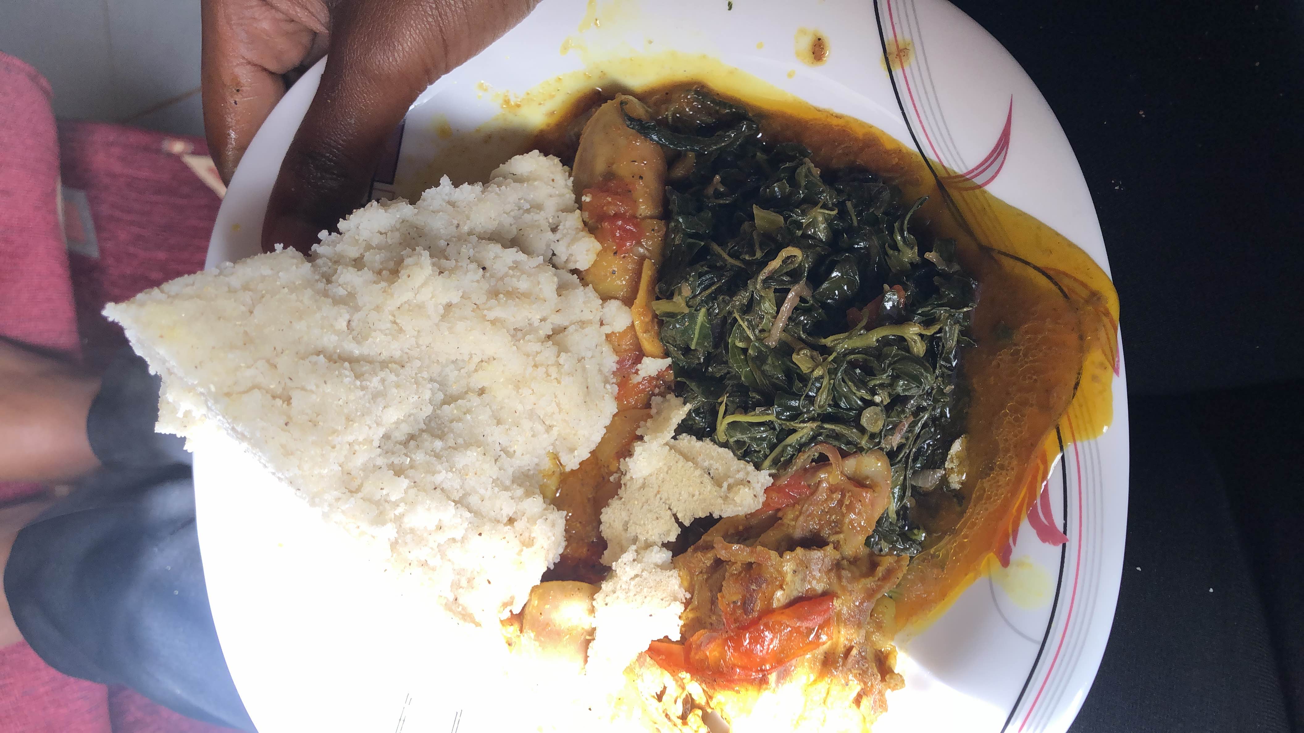 Eba with vegetable soup
