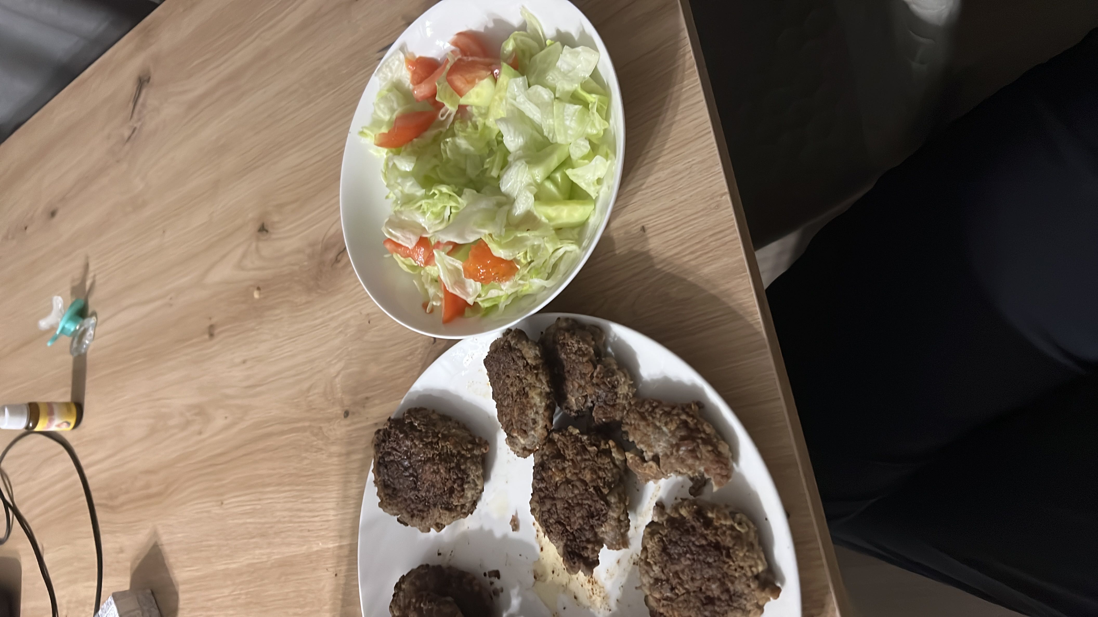 Homemade Meat Patties & Salad