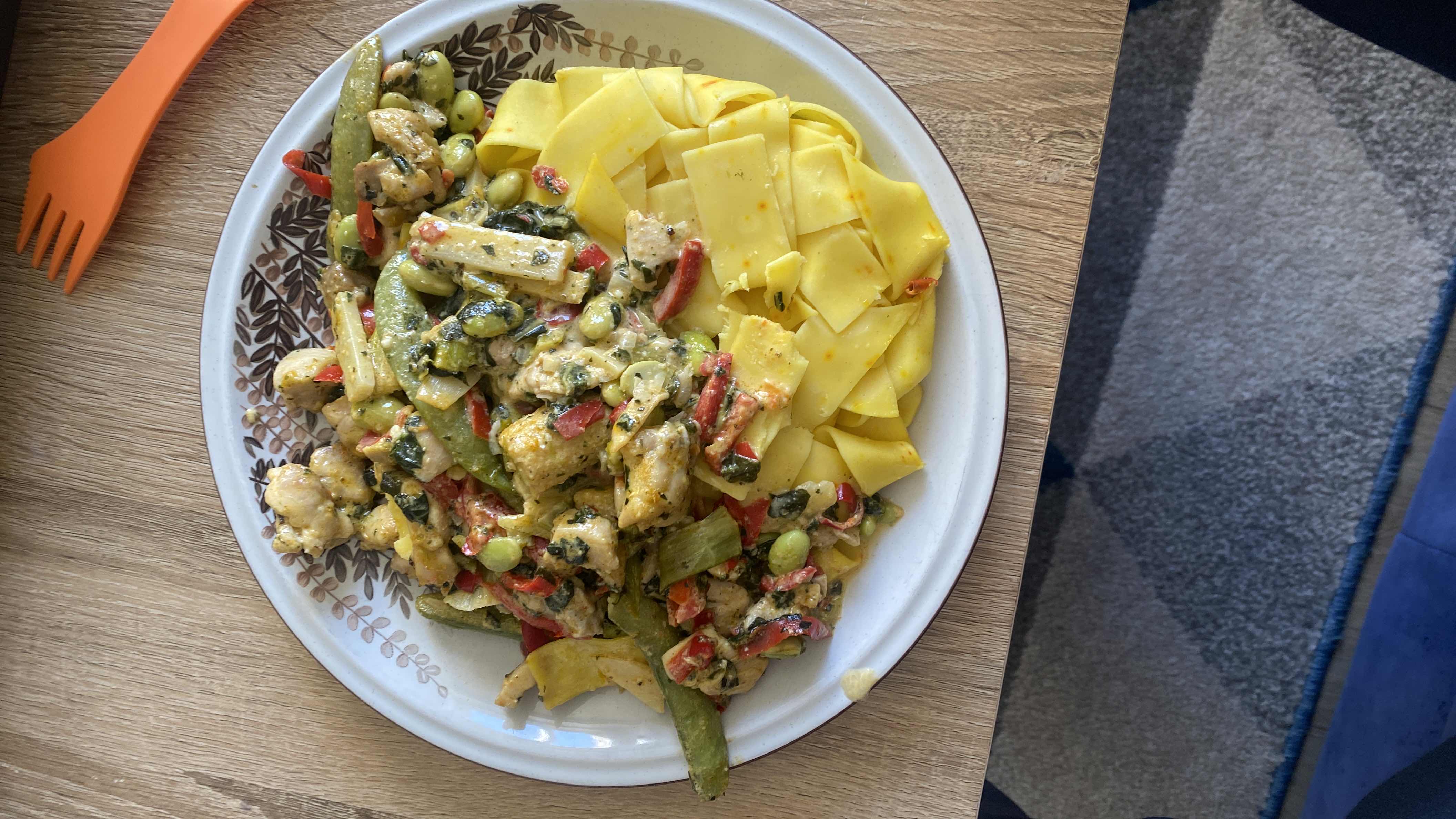 Pâtes au poulet et légumes