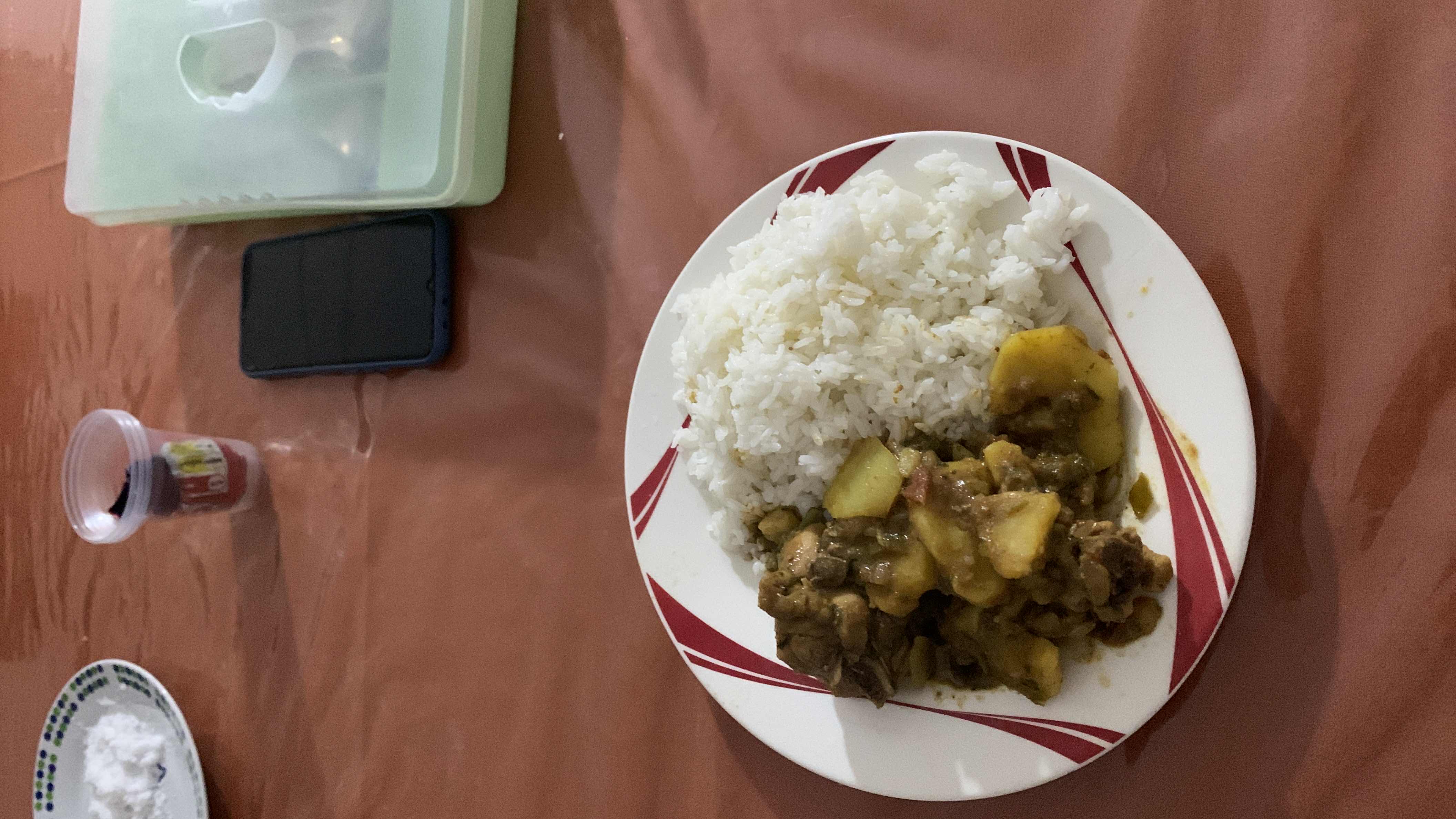 Arroz con guiso de pollo