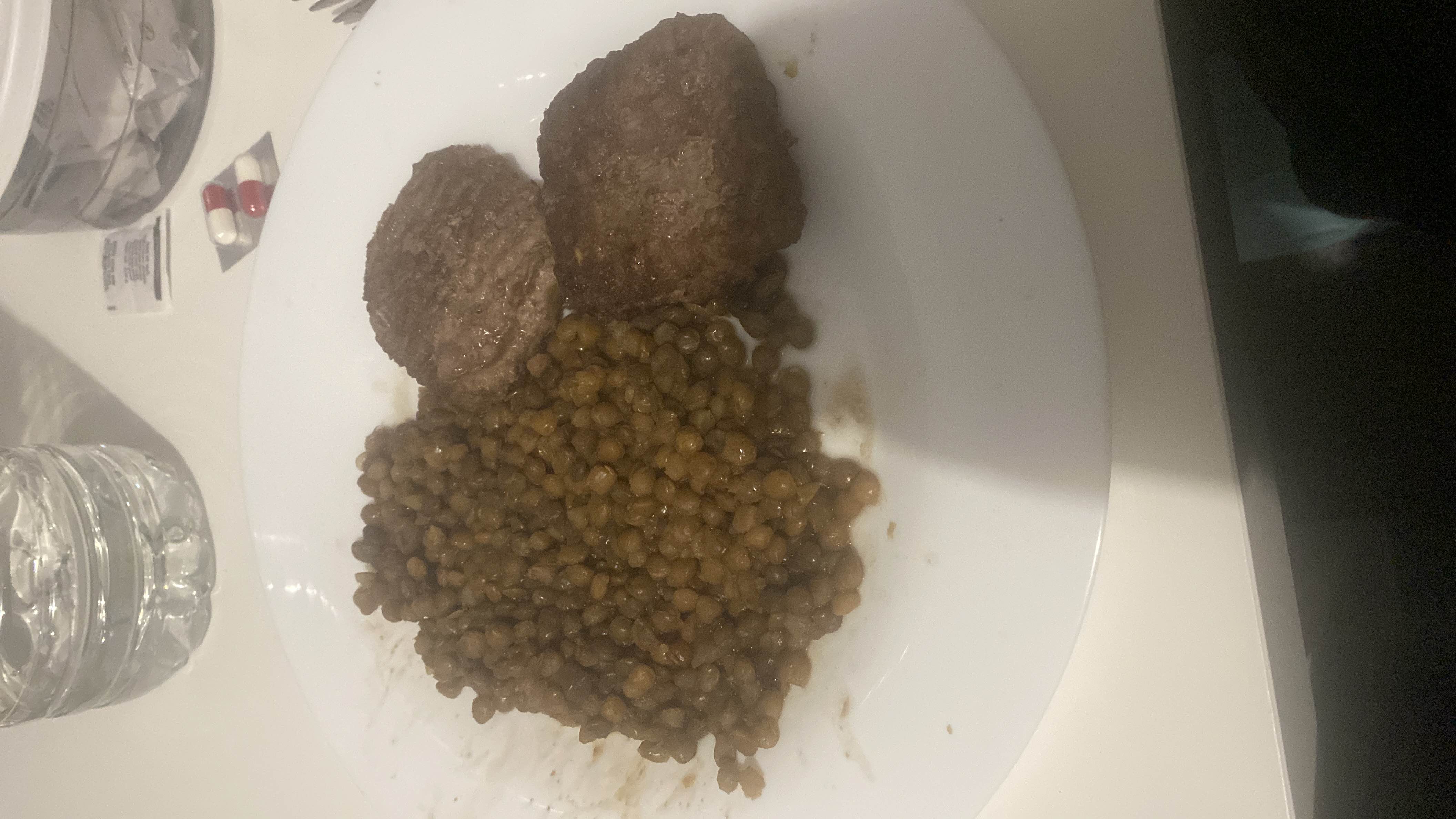 Steak haché et lentilles