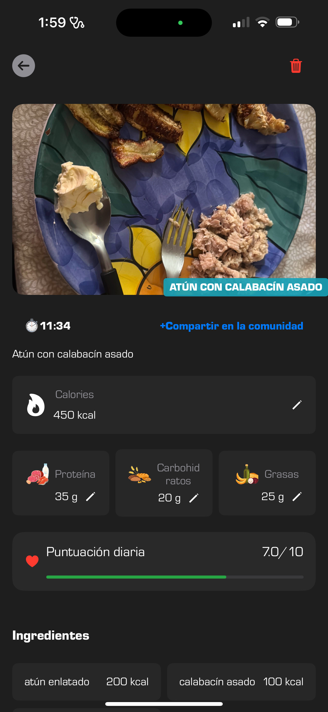 Atún con calabacín asado