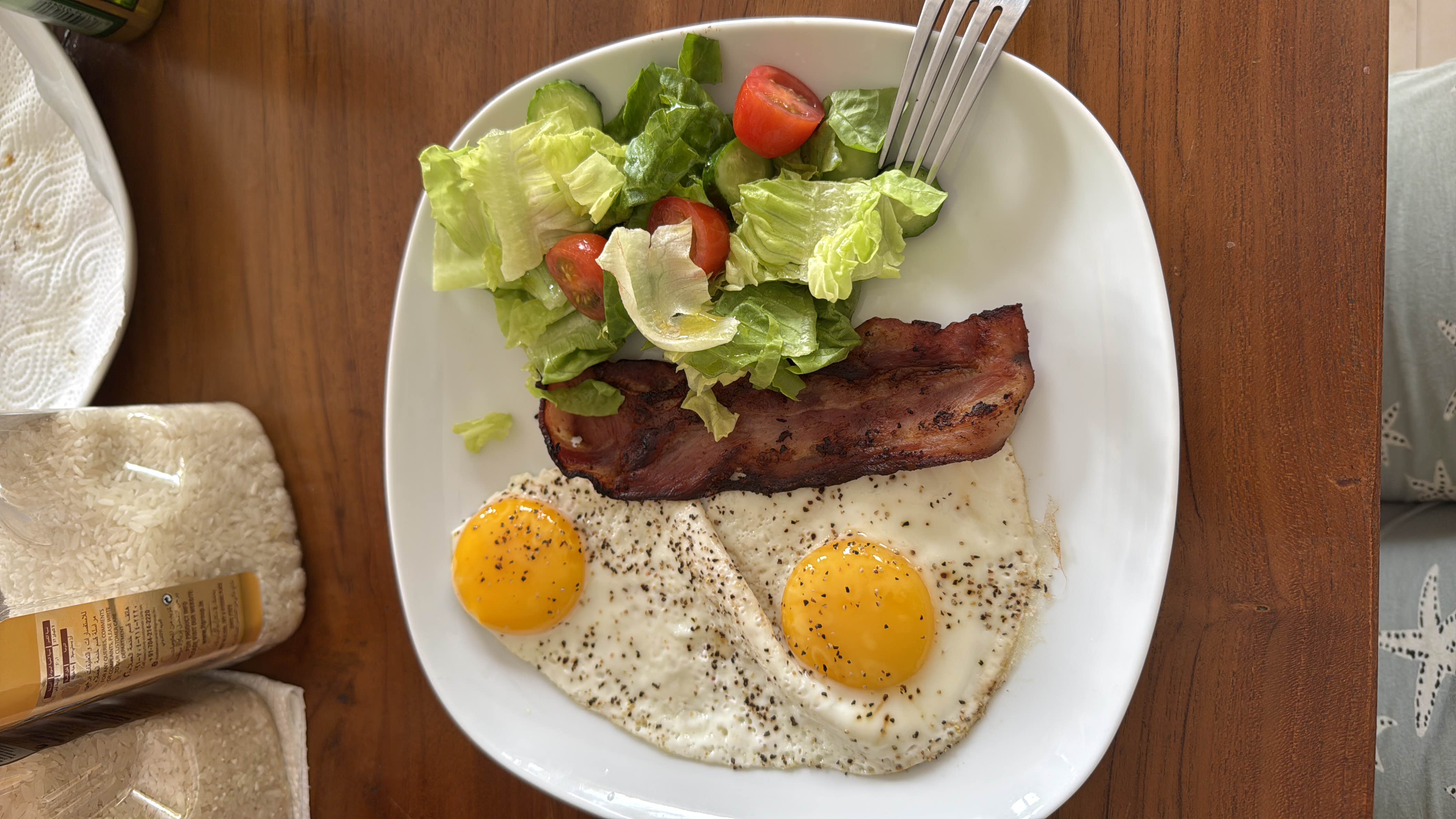 Eggs, Bacon, and Salad