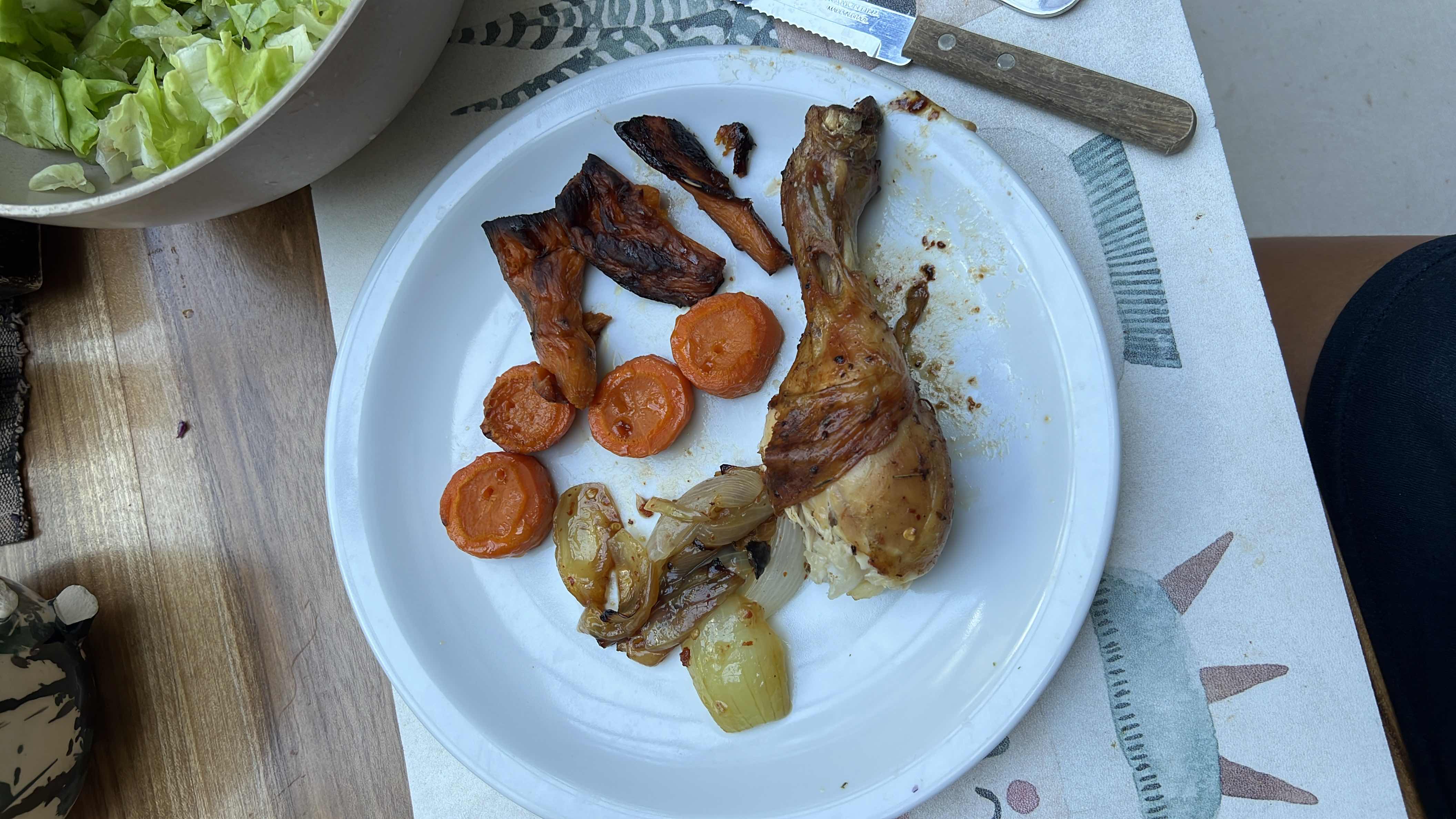 Pollo asado con verduras