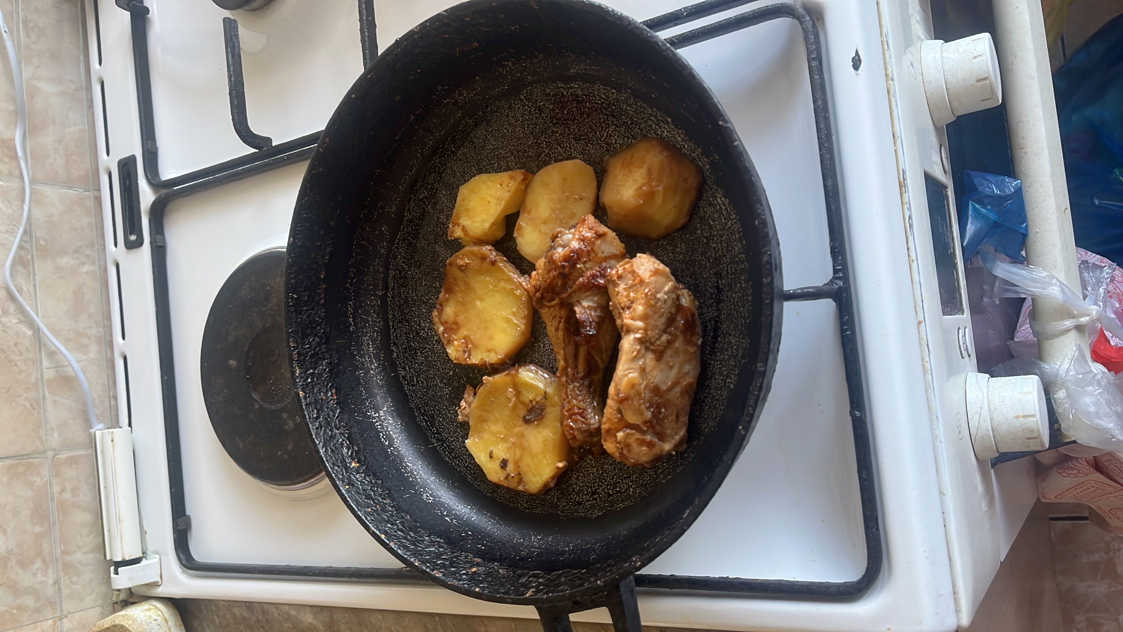 Fried Chicken and Potatoes