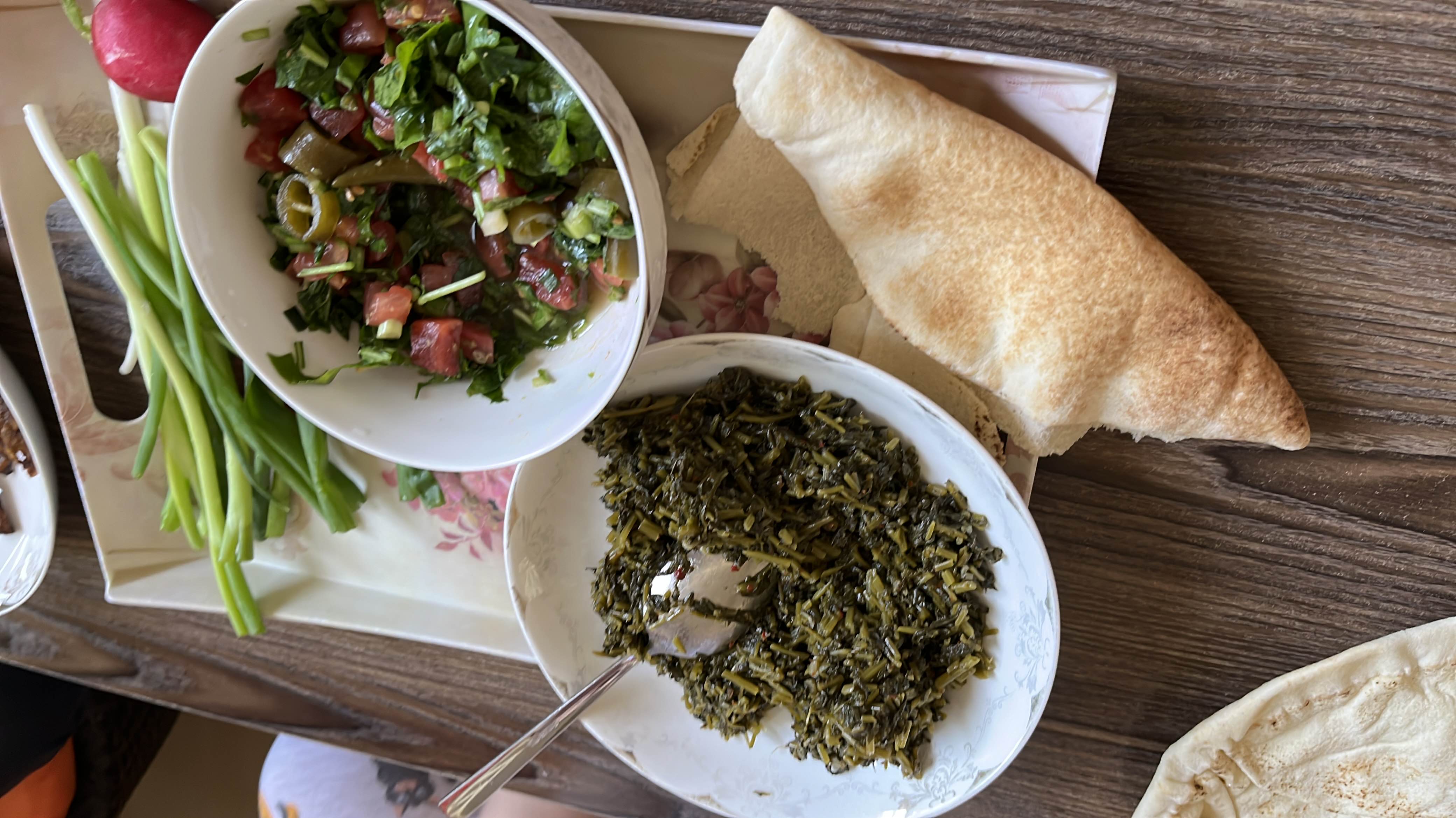 Stewed Greens with Salad