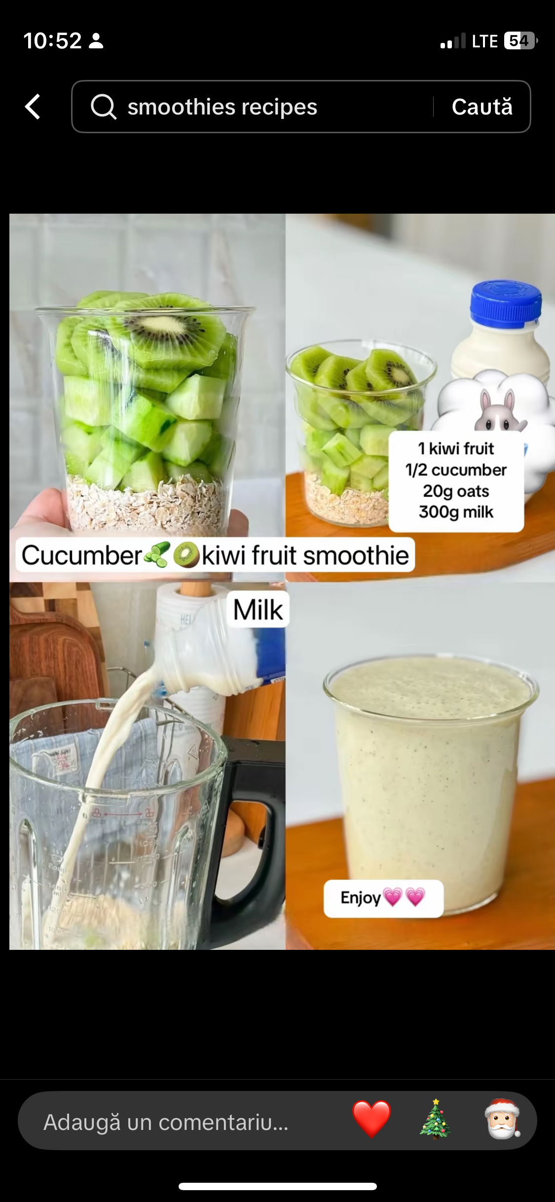 Smoothie cu kiwi și castravete