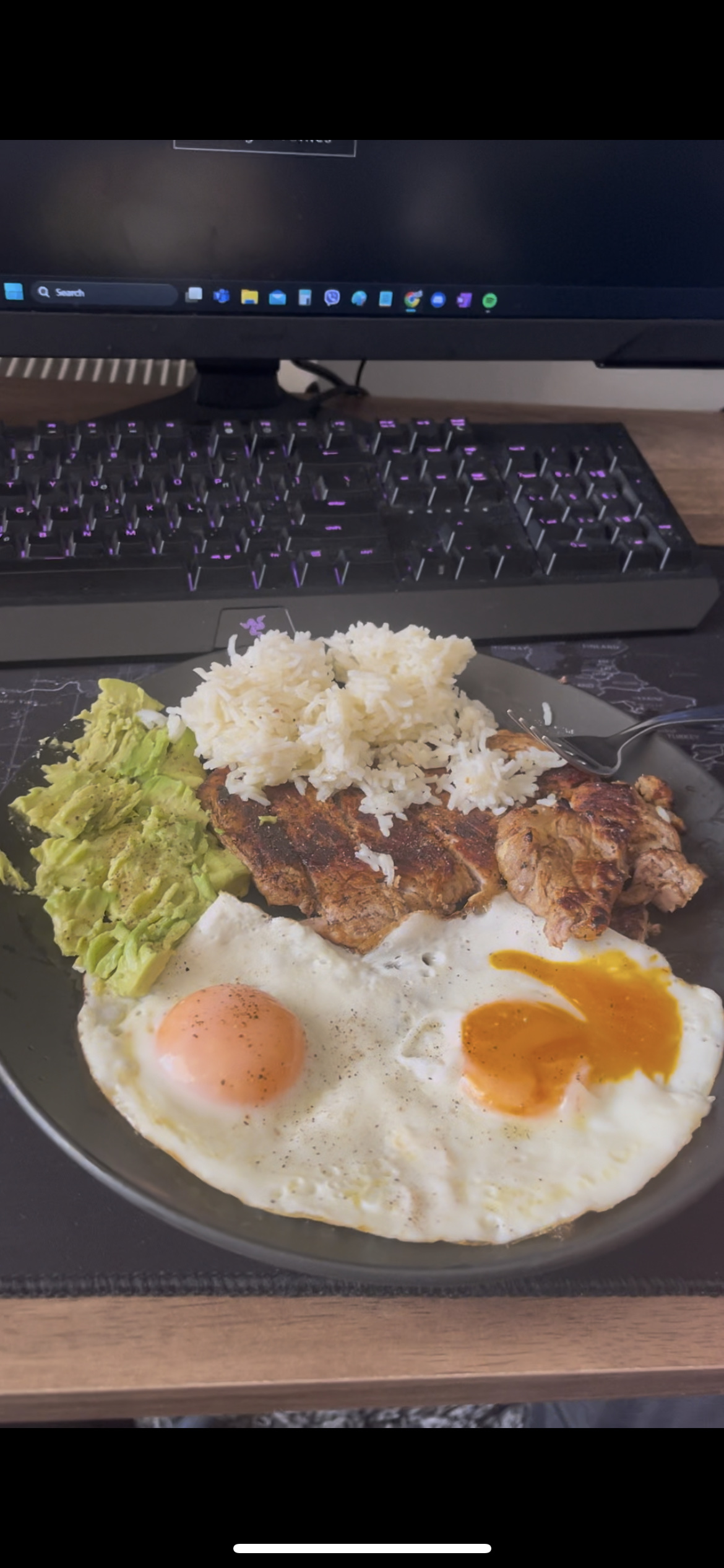 Steak and Eggs with Rice