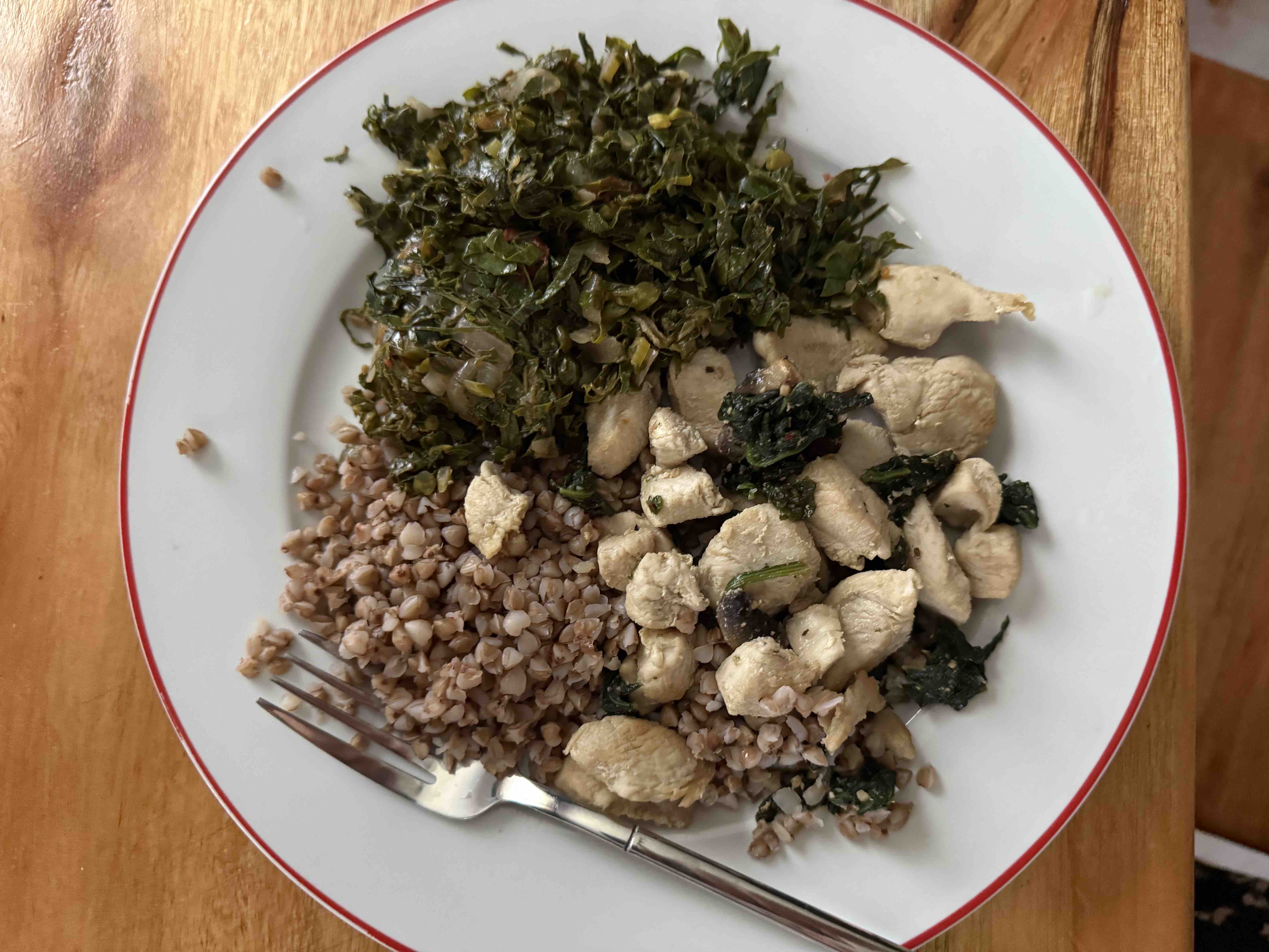 Гречка с курицей и шпинатом