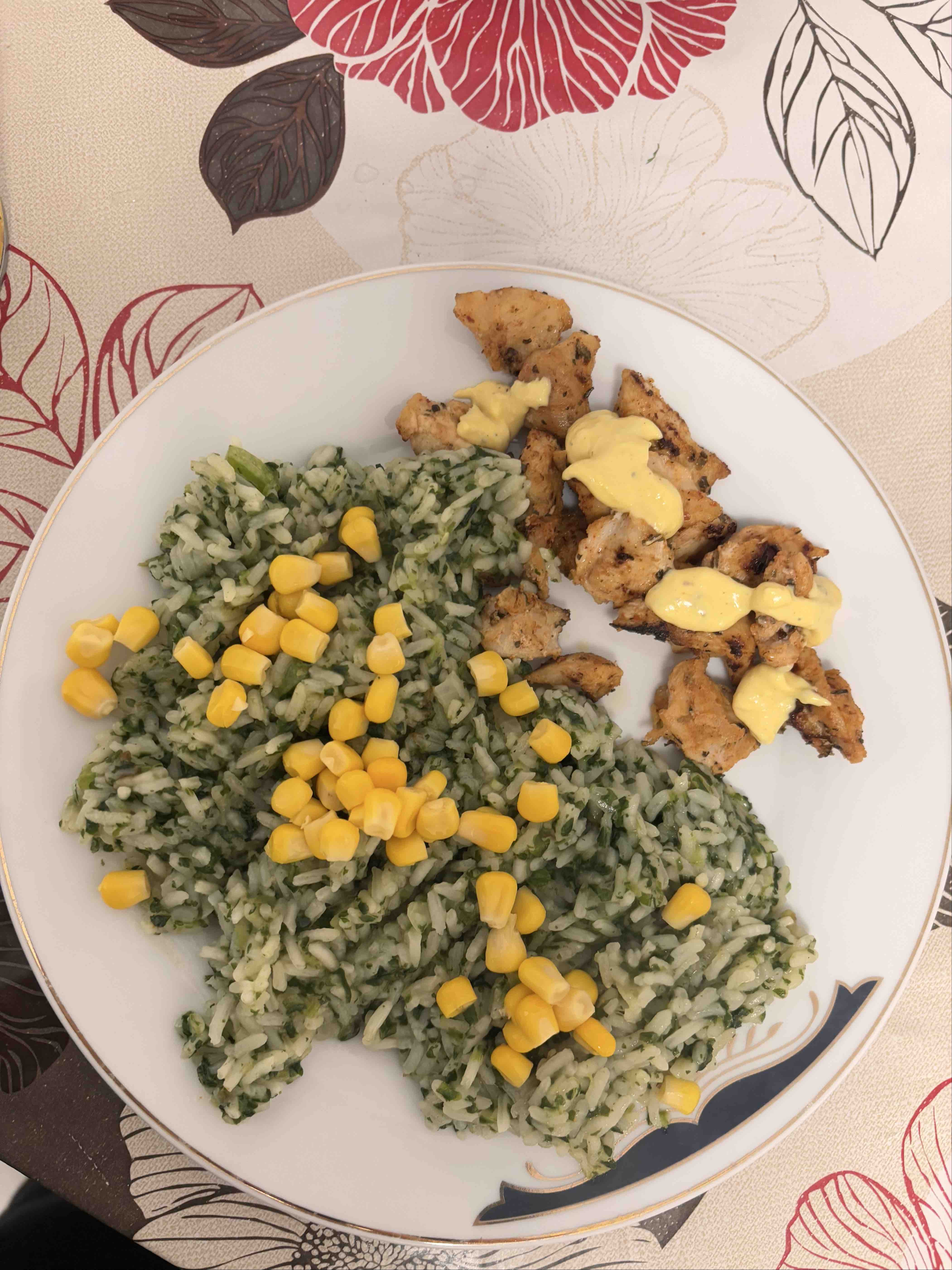 Grilled Chicken with Spinach Rice