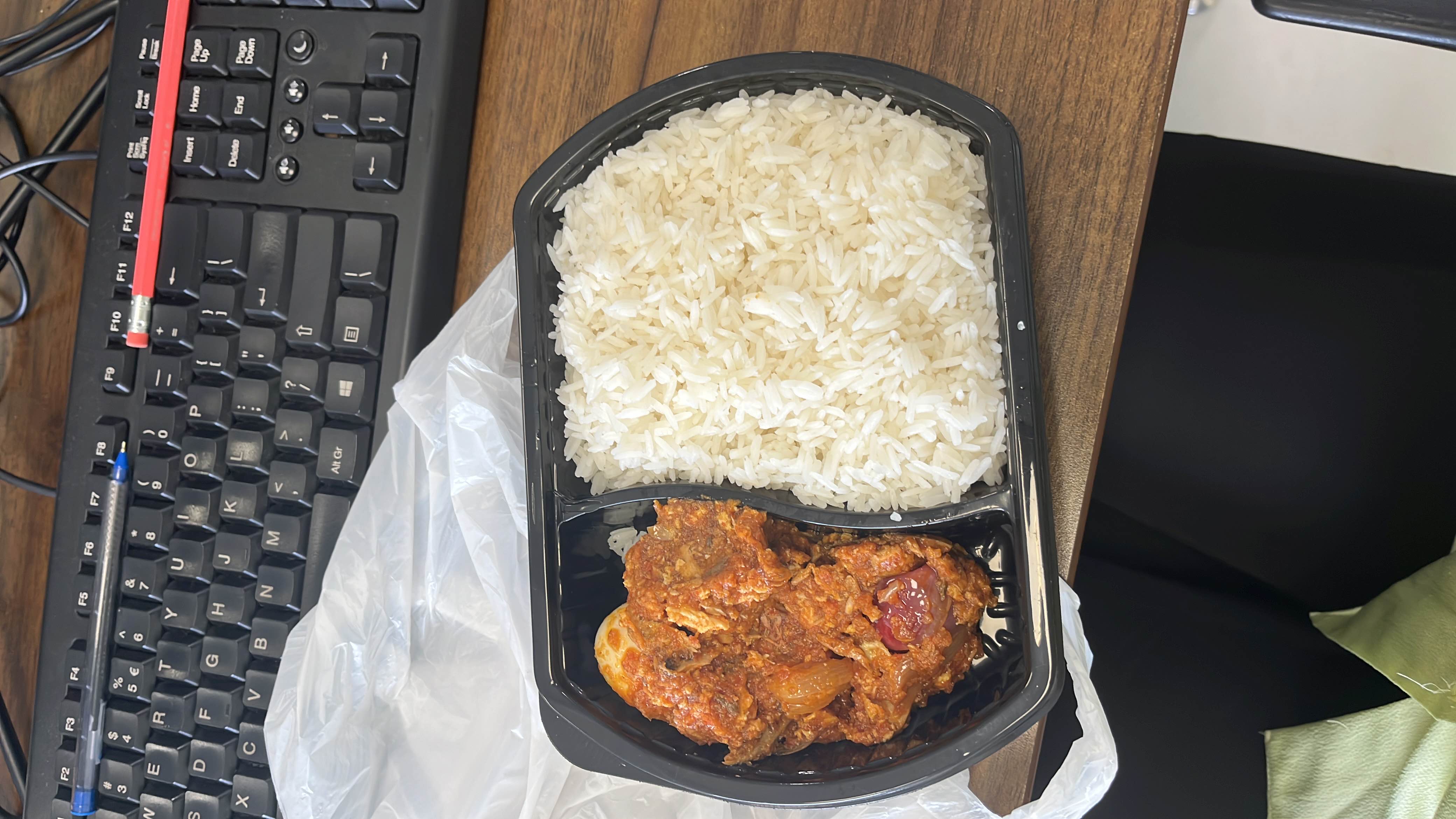 Rice with stew and egg