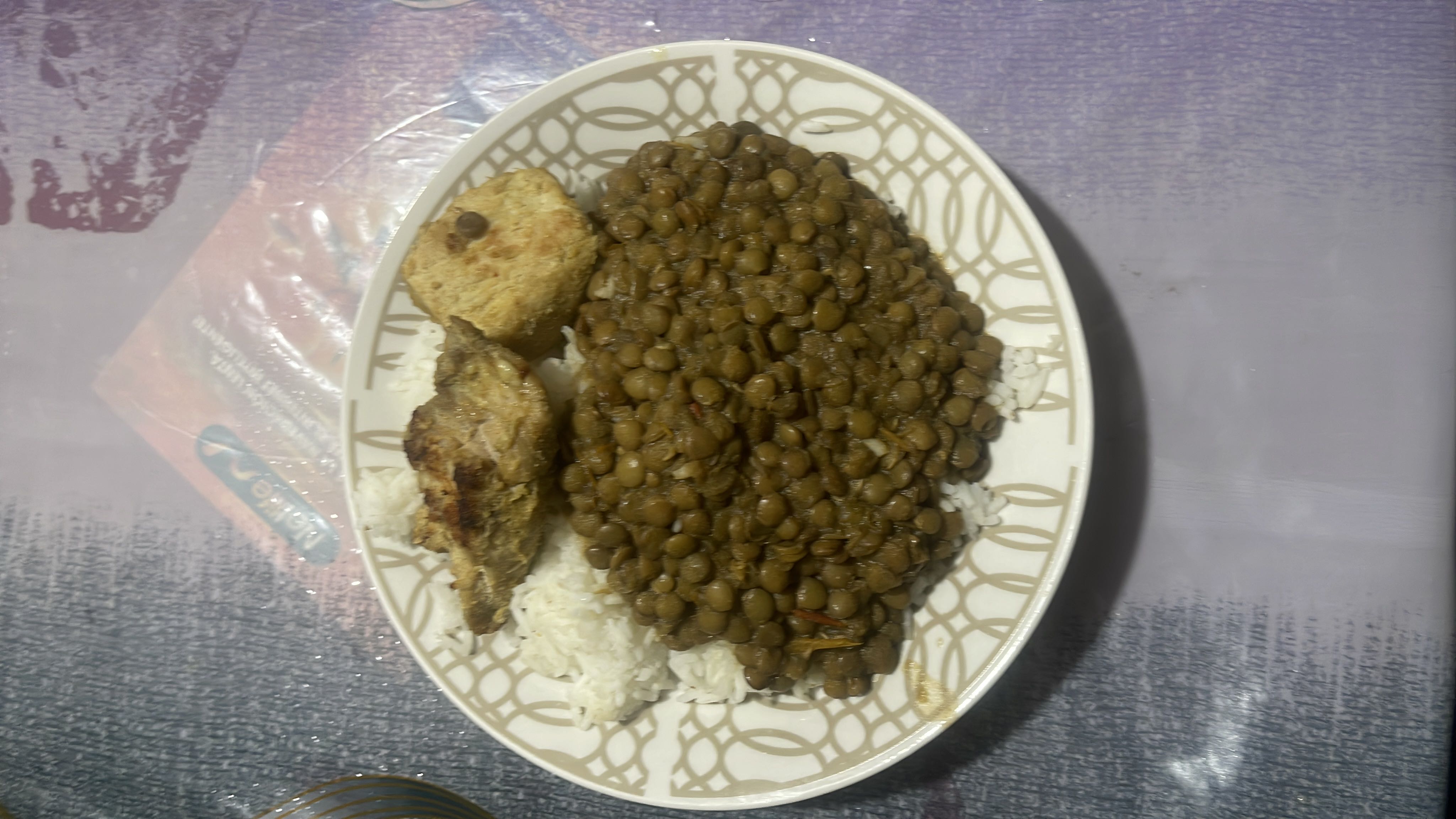 Lentejas con arroz y pollo