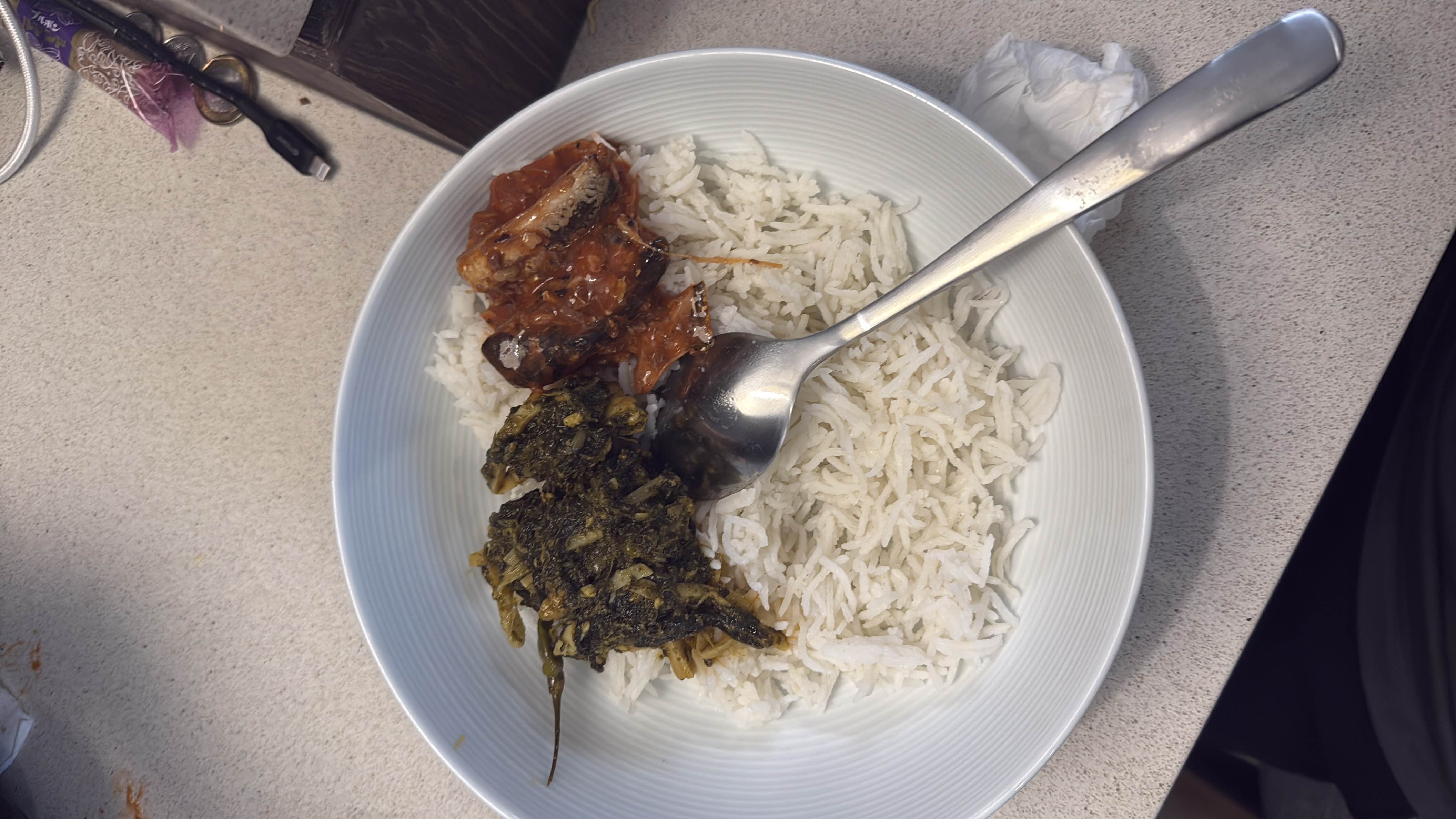 Rice with spinach and fish