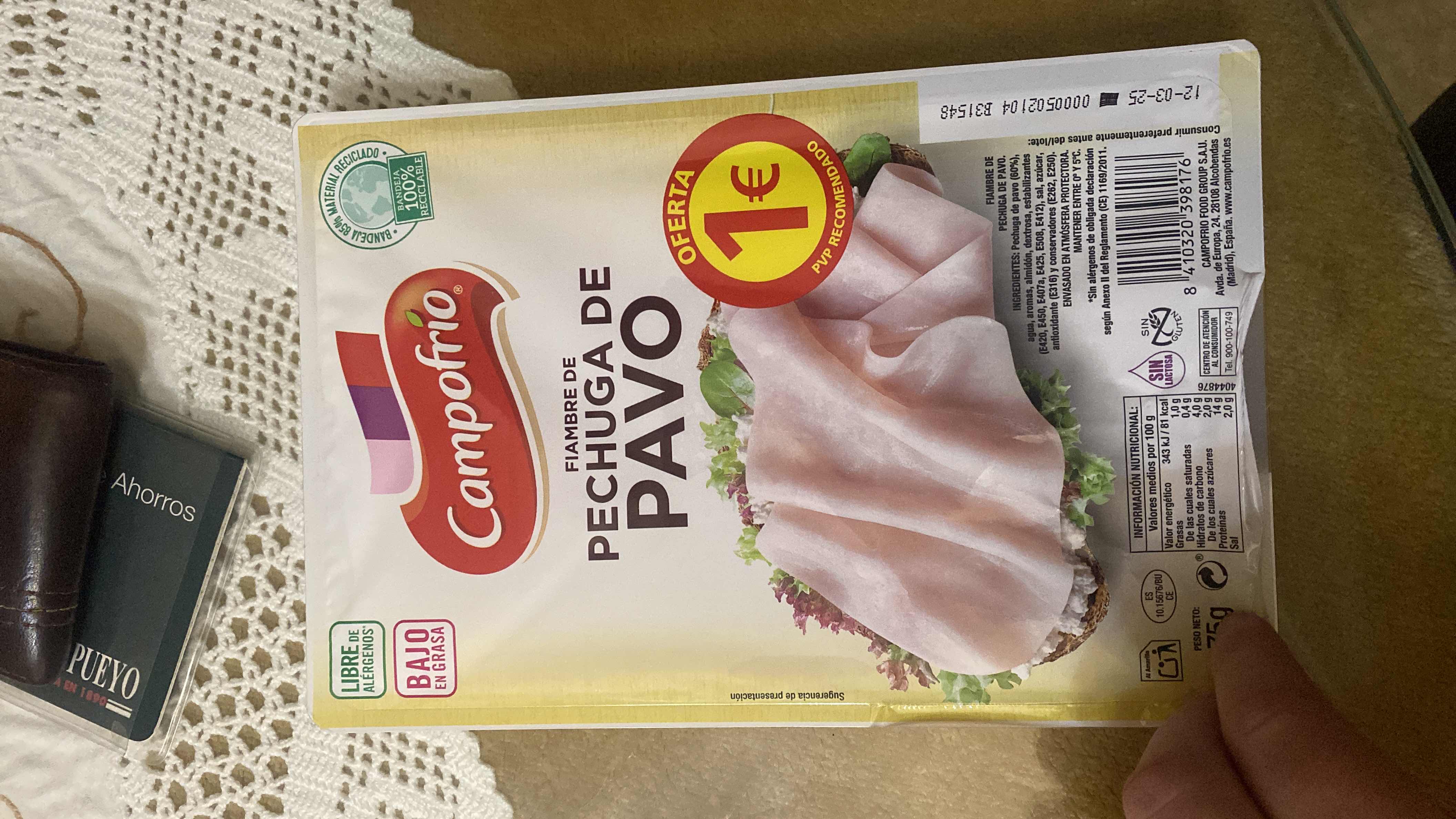 Fiambre de pechuga de pavo