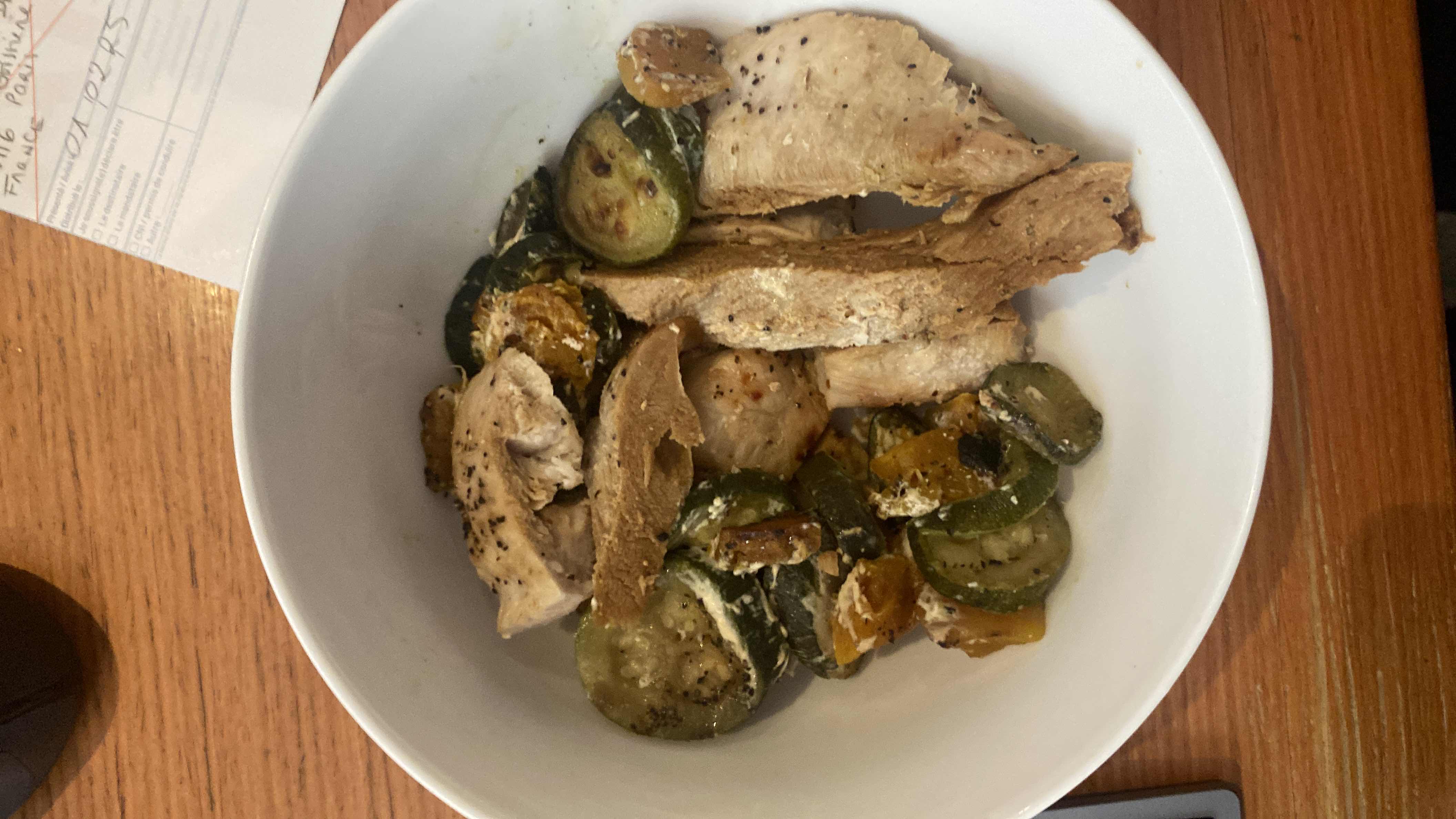 Poulet aux légumes grillés