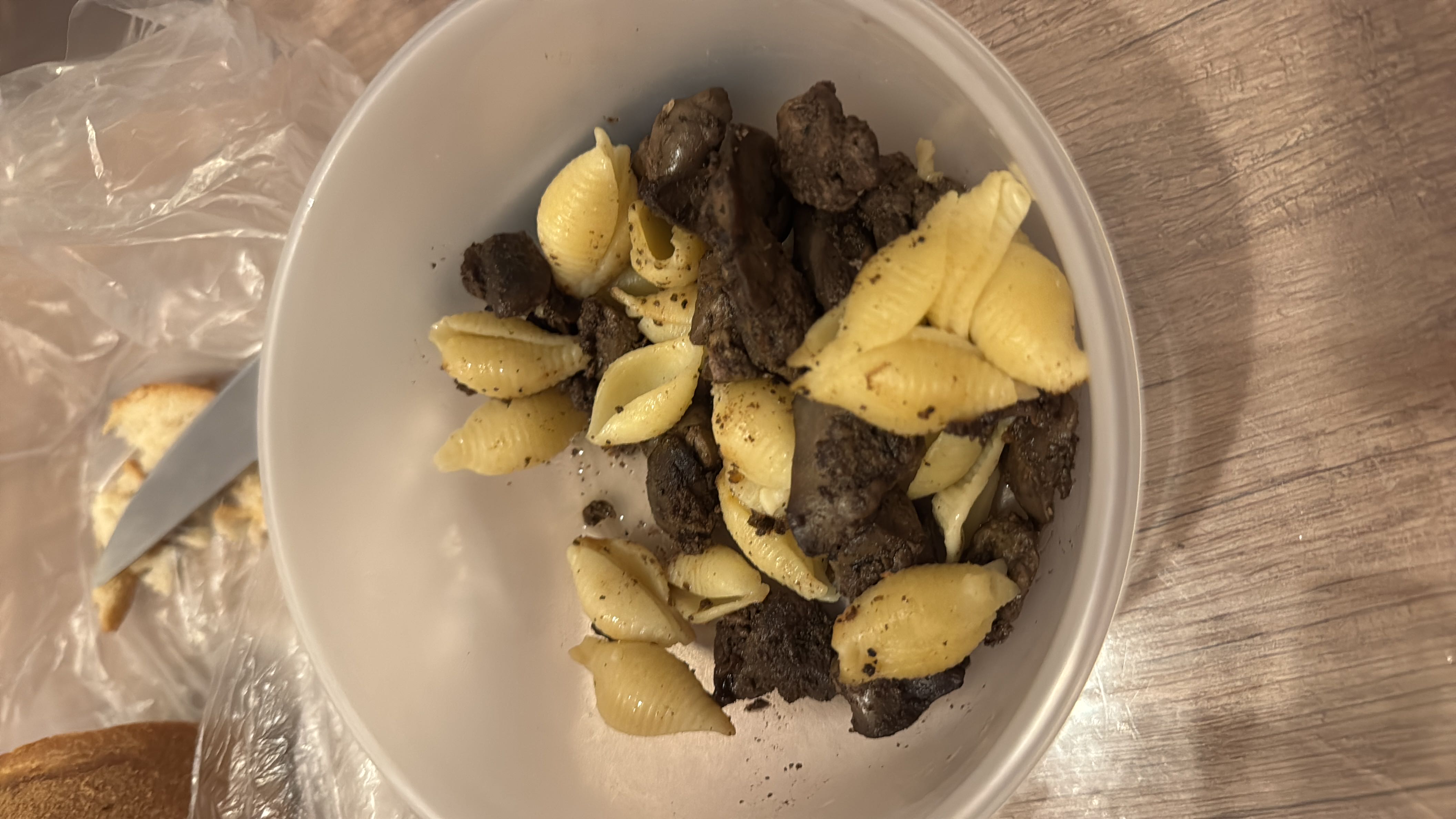 Макароны с печенью