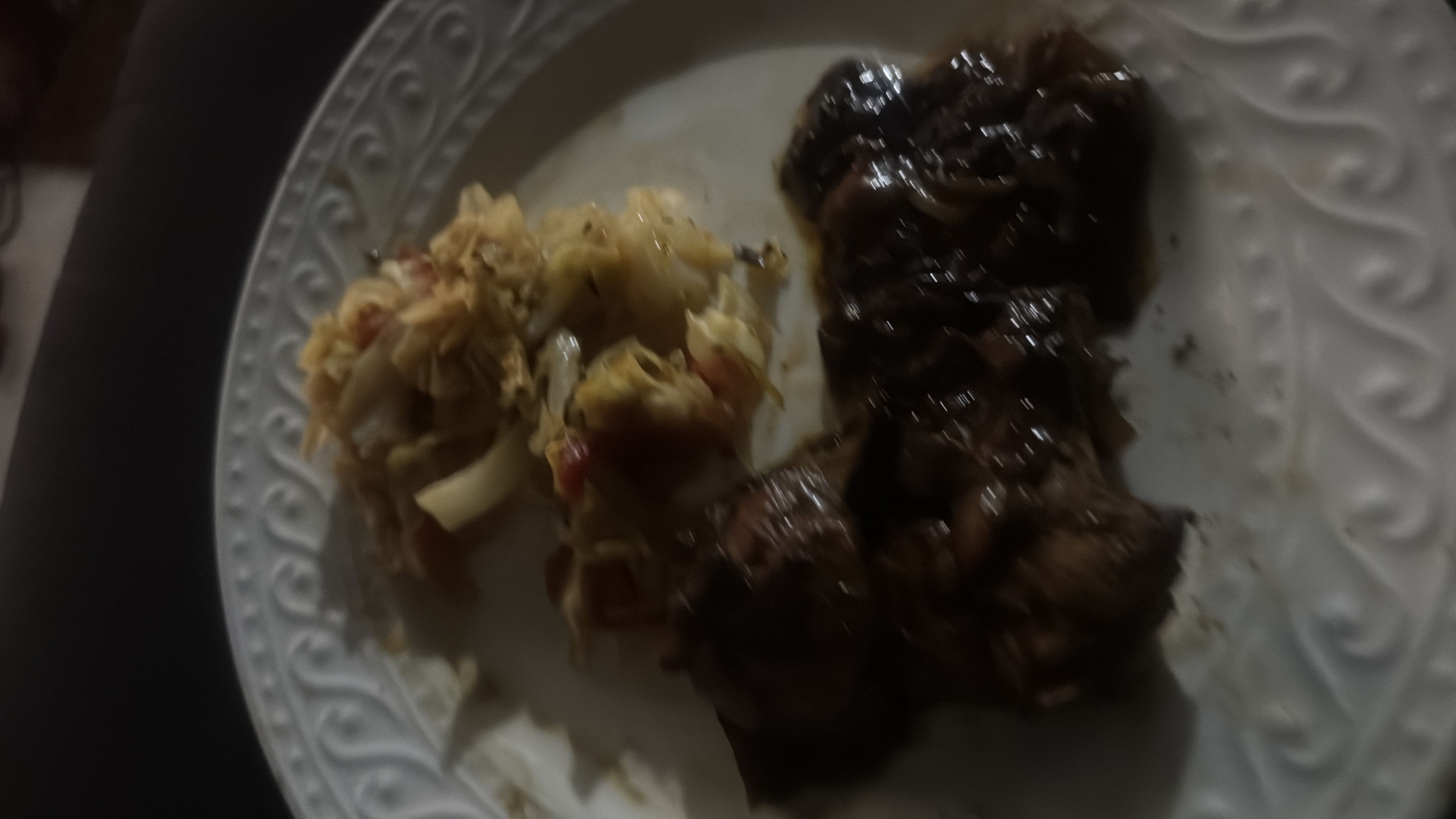 Beef with sautéed cabbage