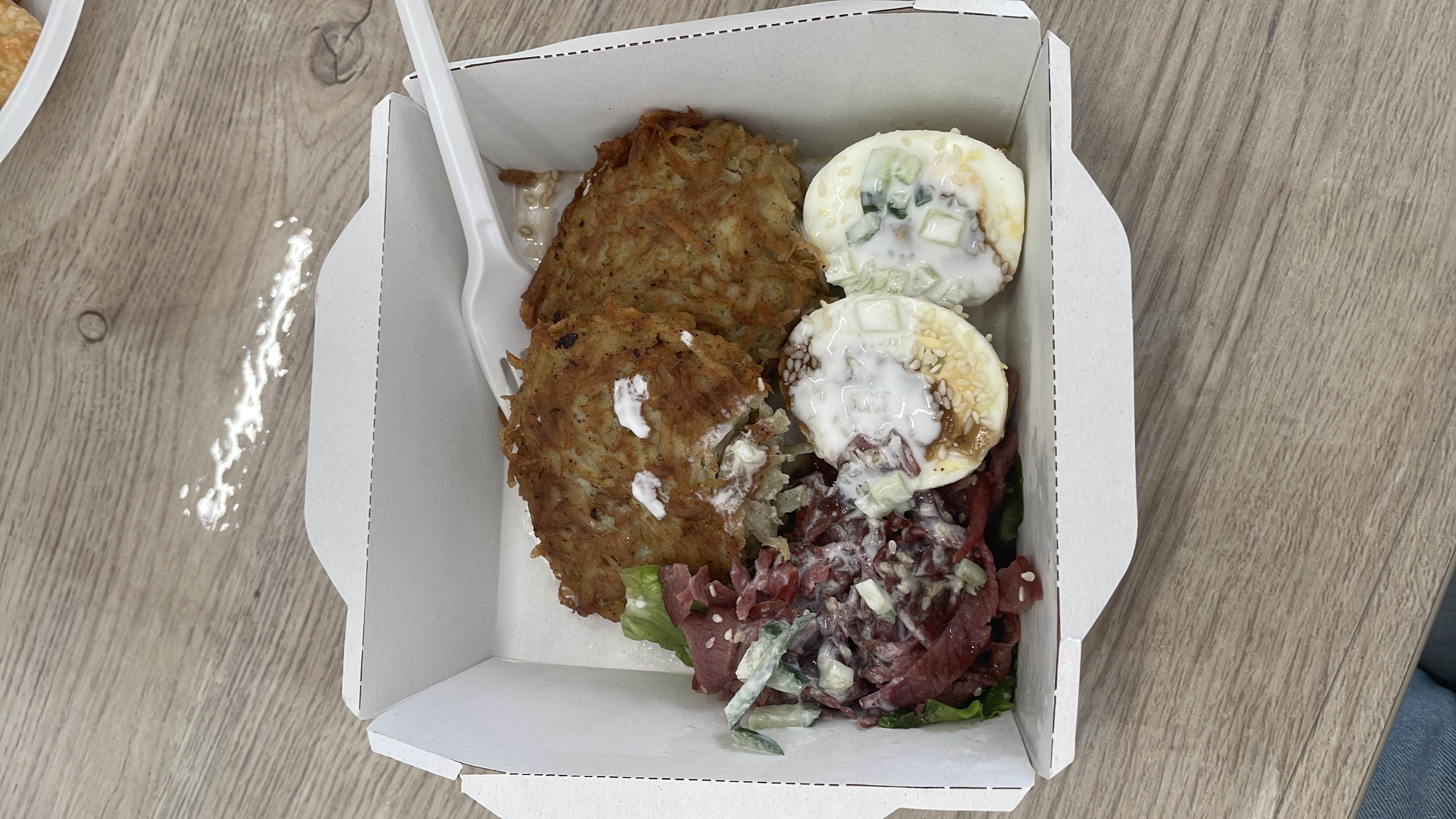 Драники с мясом и яйцом