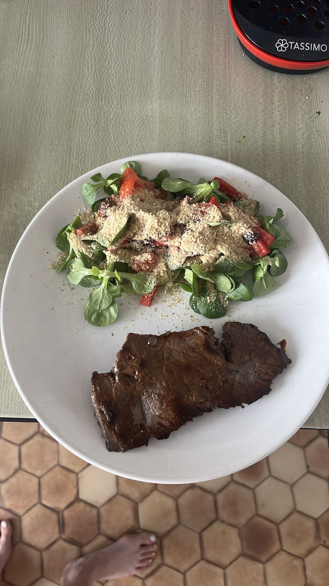 Steak avec salade