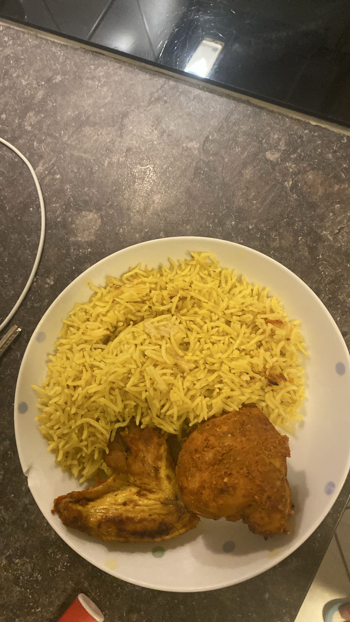 أرز مع دجاج مشوي