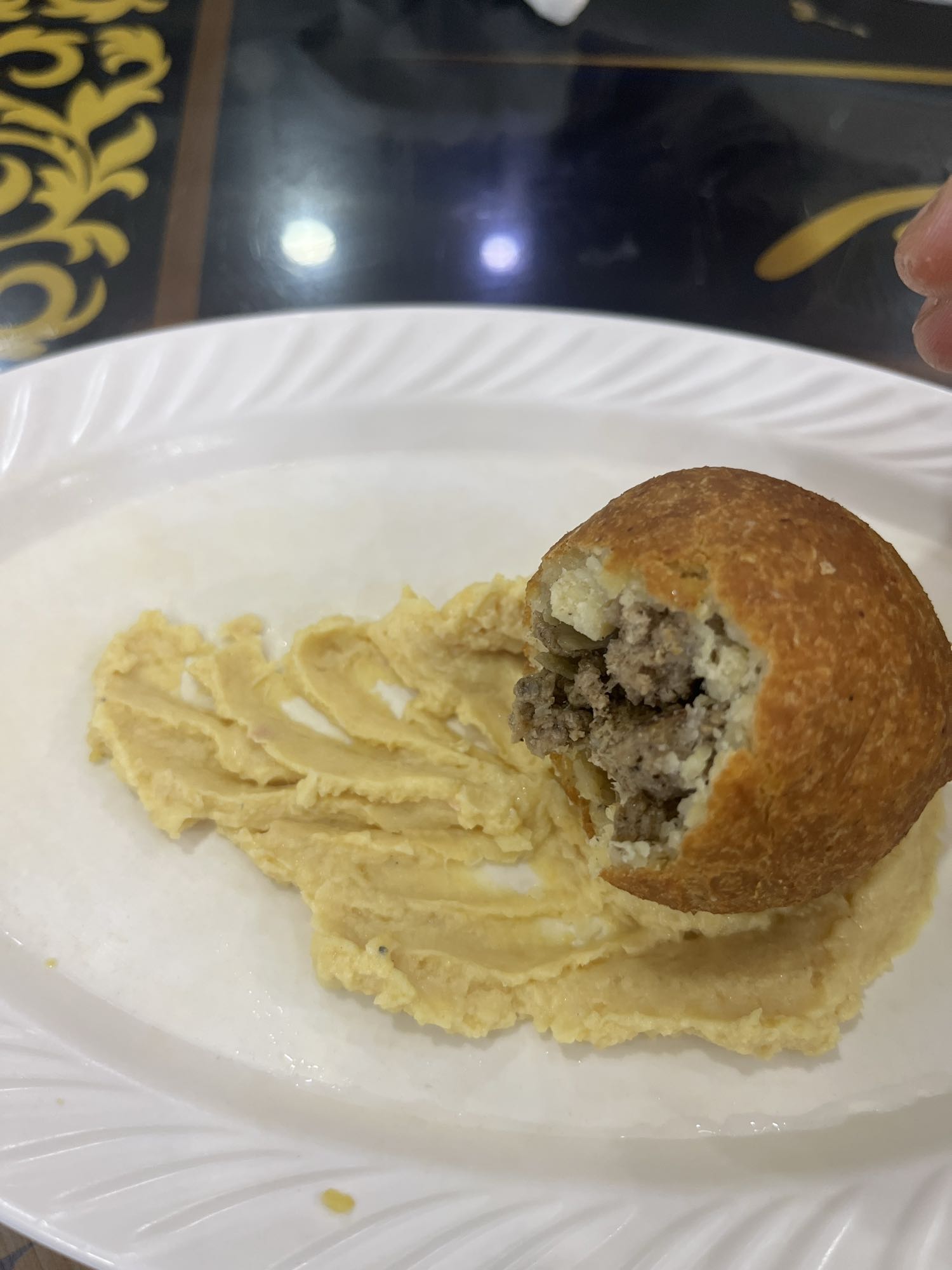 Fried Kibbeh with Hummus